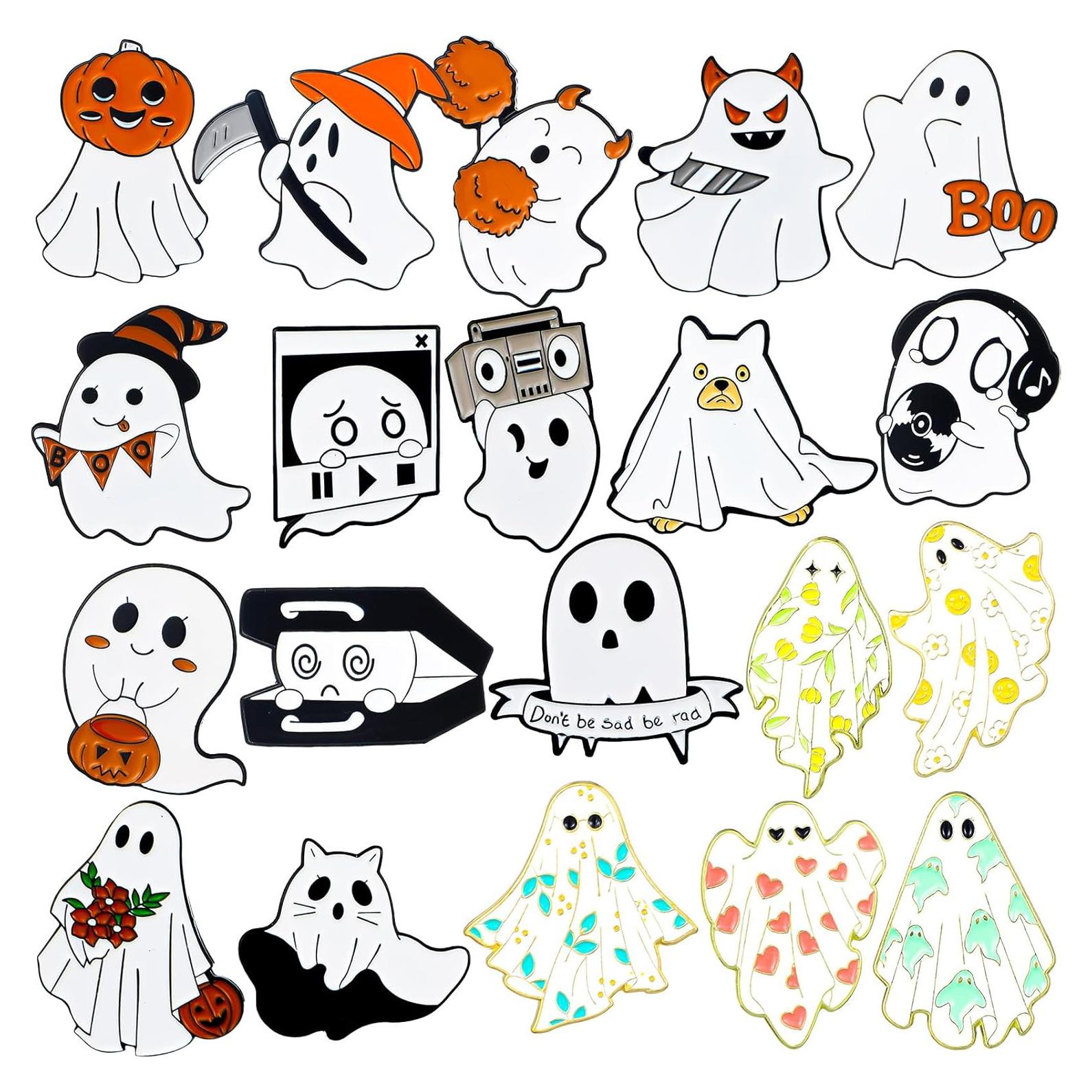 20 Pines de Esmalte Fantasmas MTLEE para Mochila y Ropa