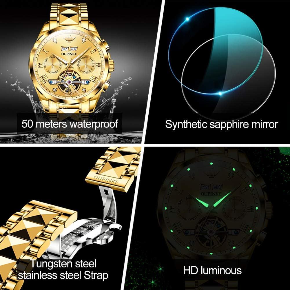 Reloj Automático OUPINKE para Hombres con Diamantes y Zafiro