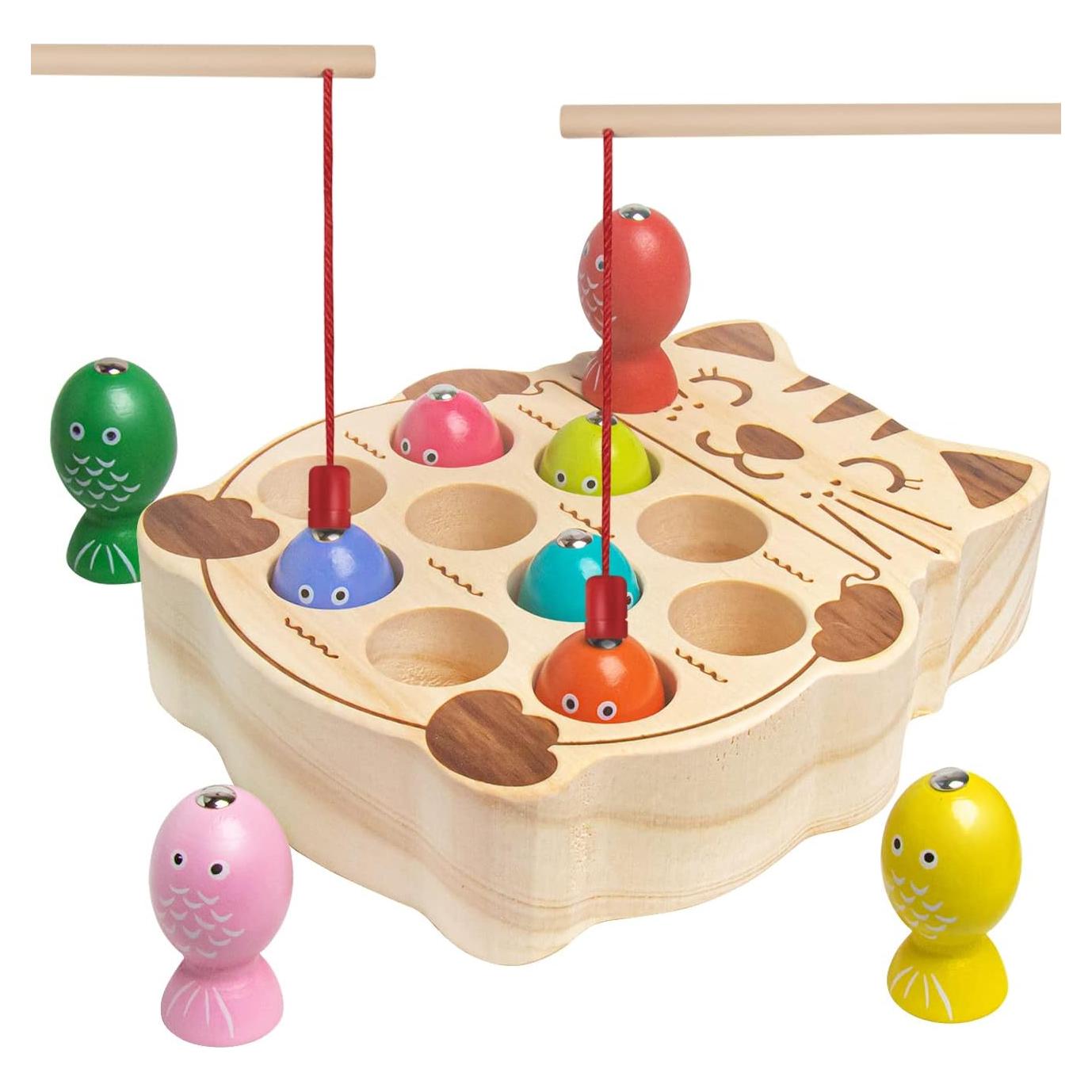 Juego de Pesca Magnético de Madera NAODONGLI para Niños 3-5 Años