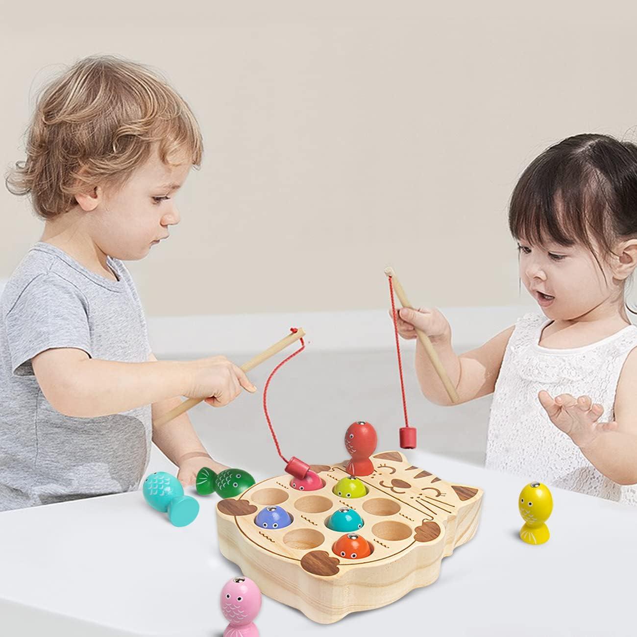 Juego de Pesca Magnético de Madera NAODONGLI para Niños 3-5 Años