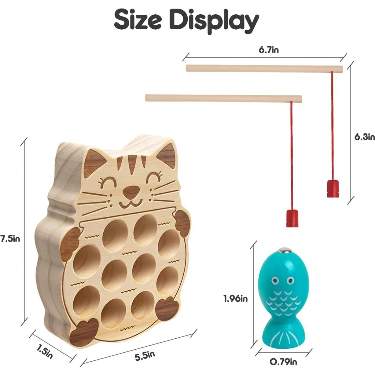 Juego de Pesca Magnético de Madera NAODONGLI para Niños 3-5 Años