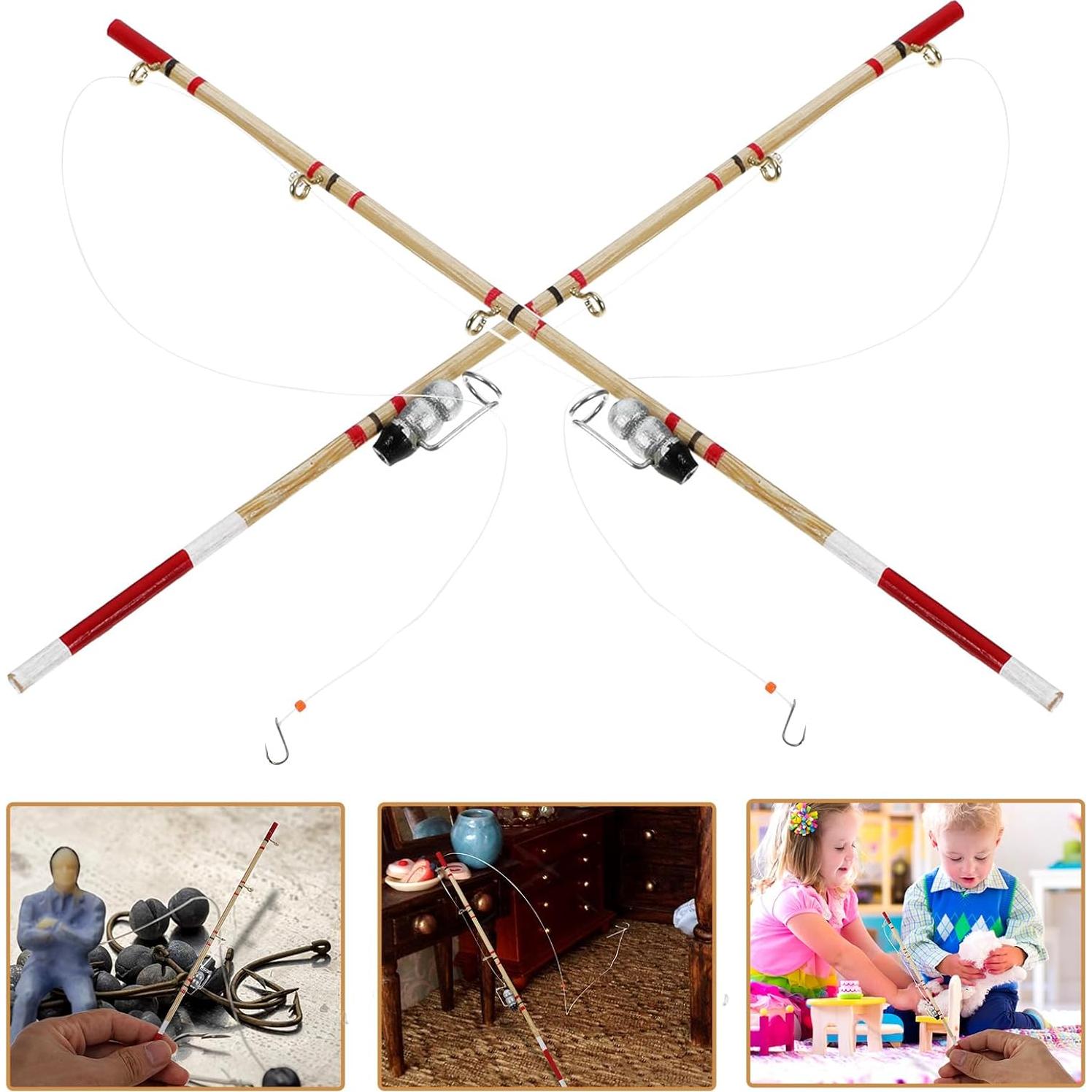 Cañas de Pescar en Miniatura Totority - 6 Piezas para Muñecas