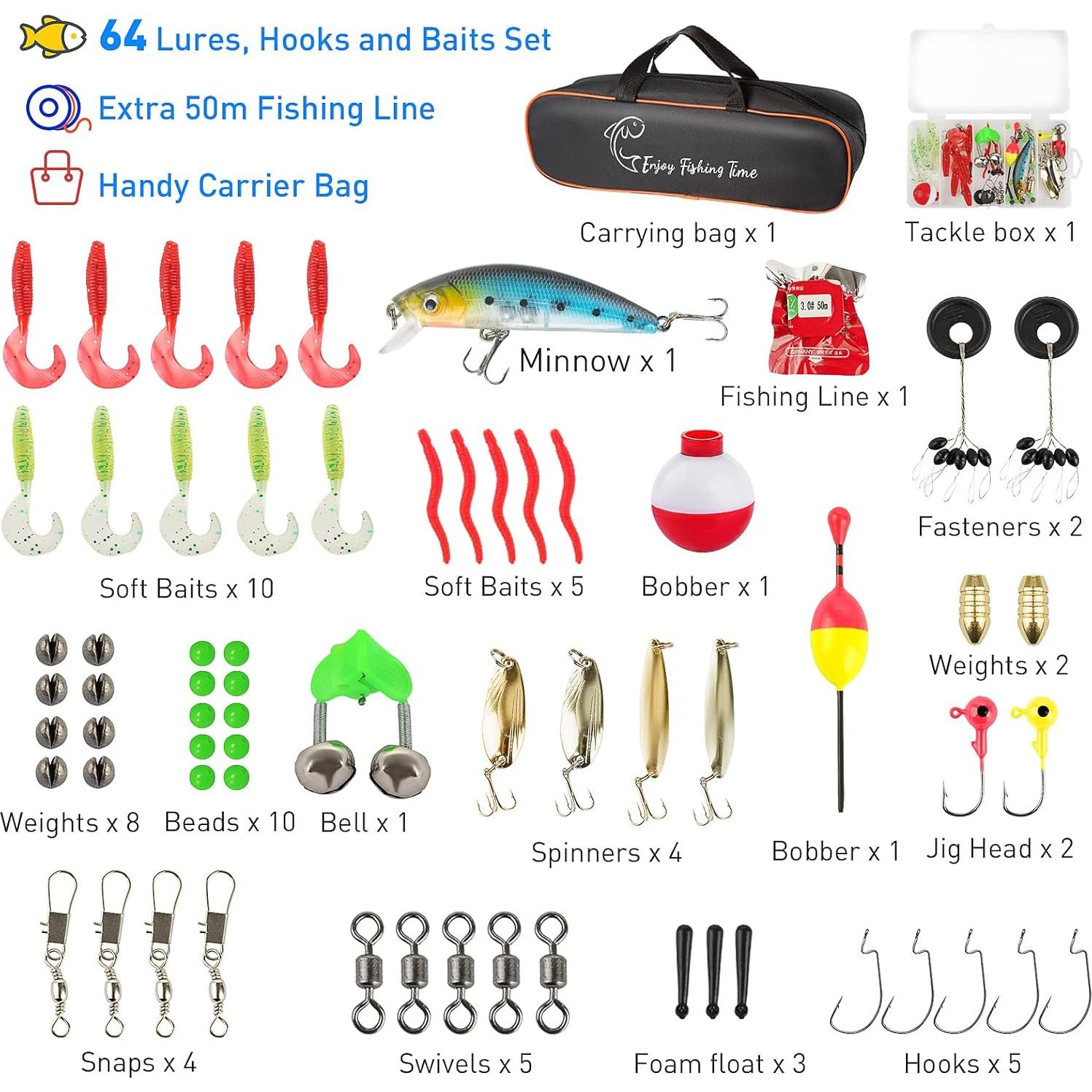 Kit de Caña de Pescar Telescópica Ehowdin 1.5m para Niños