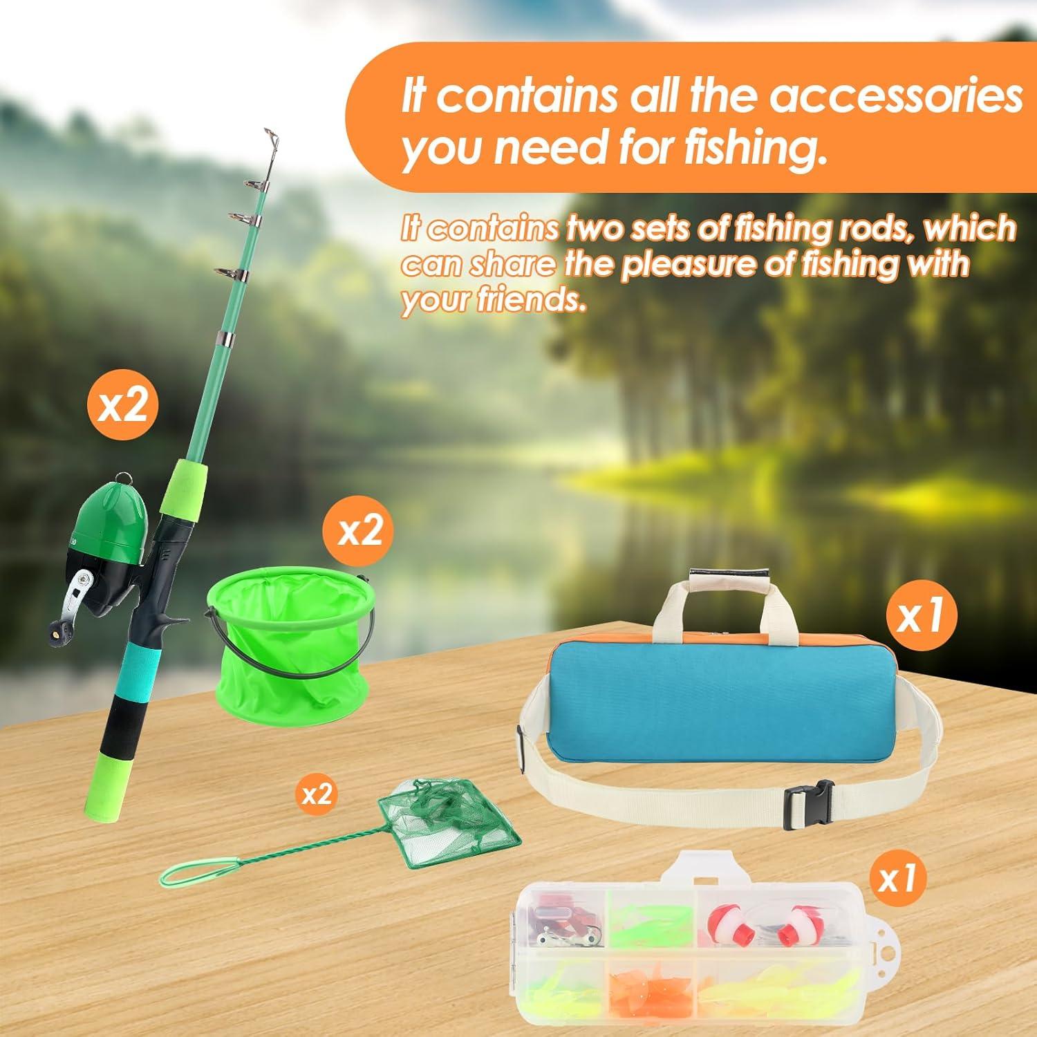 Combo de caña y carrete de pesca Mouhike 1.5m/1.8m para niños