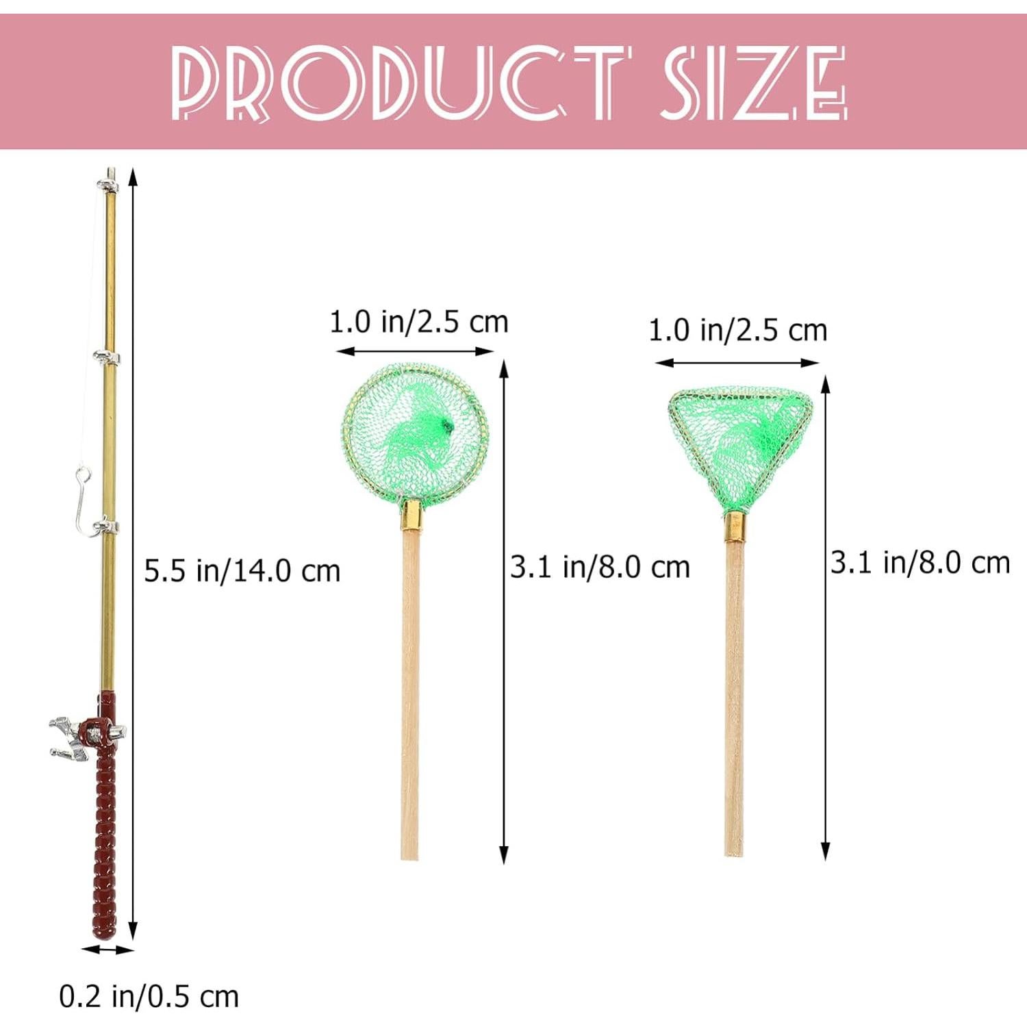 Set de 3 Cañas de Pescar Miniatura Kisangel para Casa de Muñecas