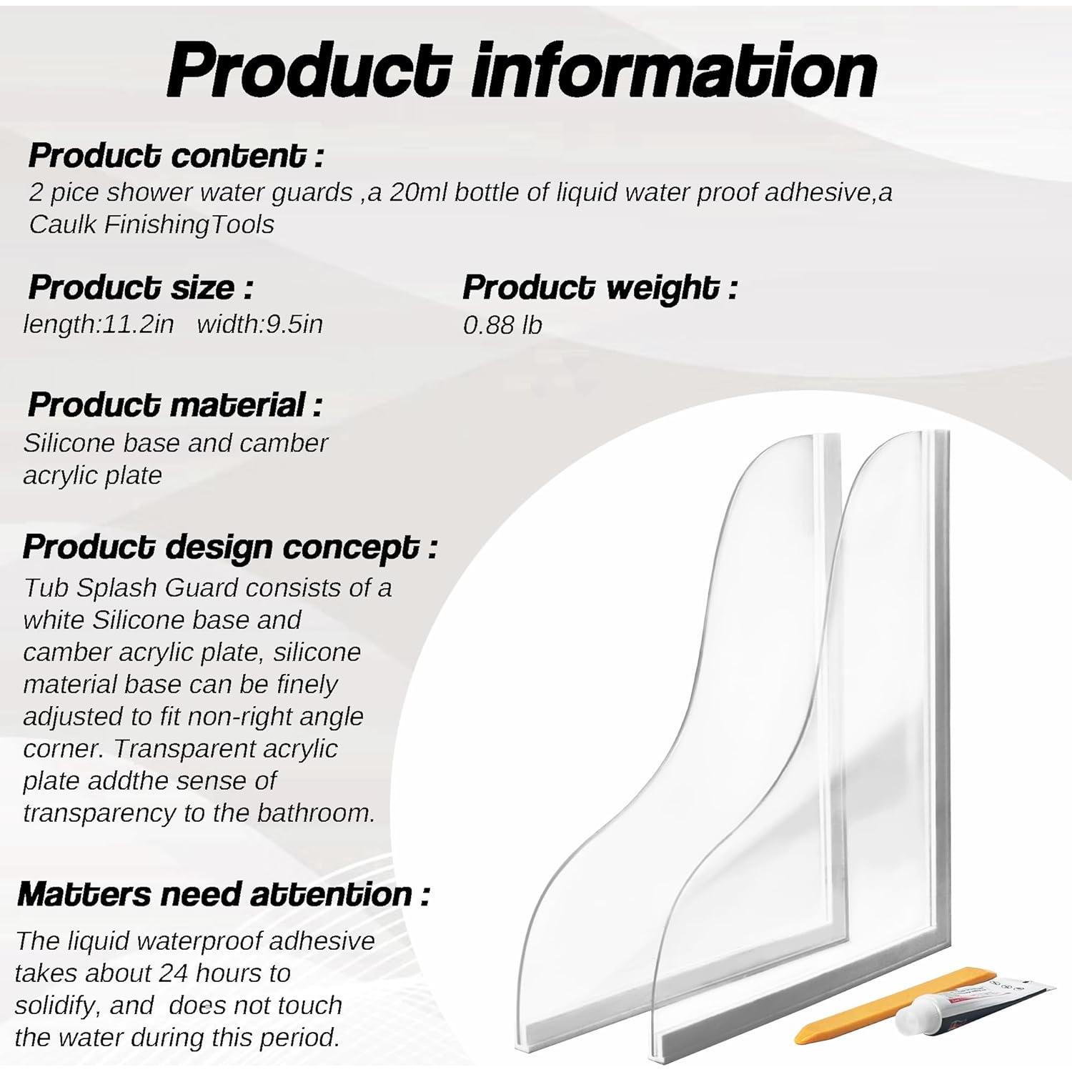 Guardias de Salpicaduras de Ducha Shinelingee 2 Piezas