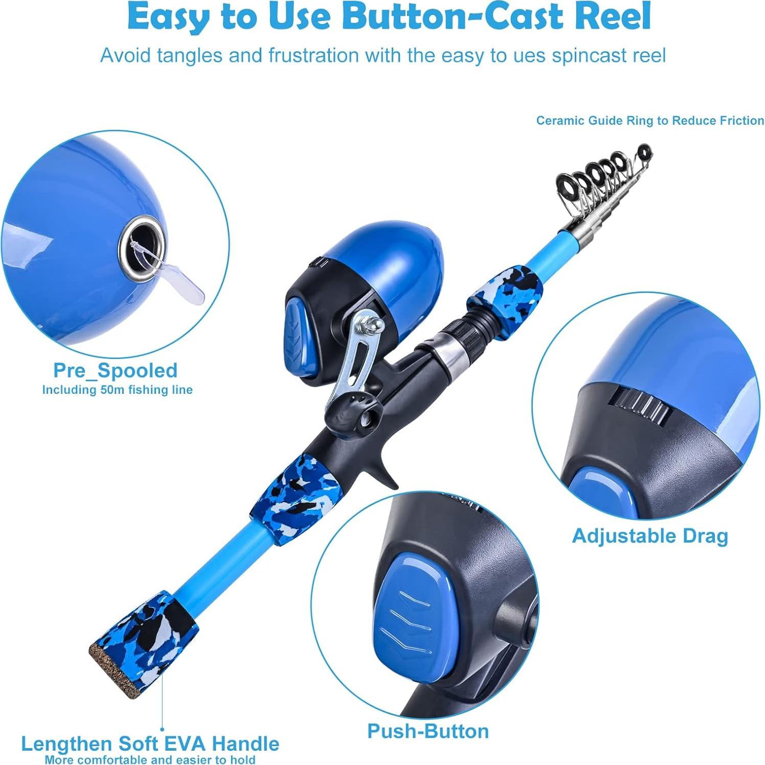 Conjunto de Caña de Pesca LEOFISHING 170cm para Niños