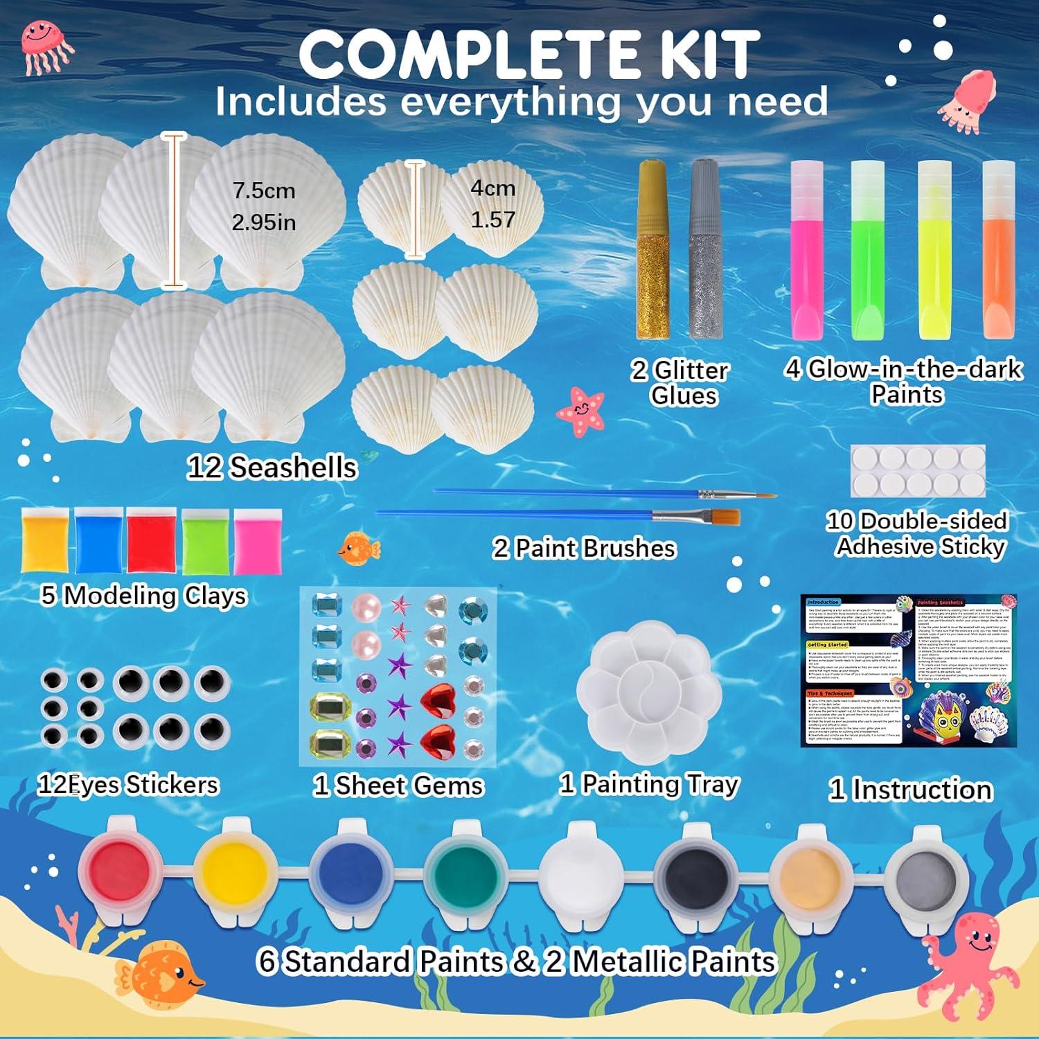 Kit de Pintura de Conchas EPUMP para Niños - Brillan en la Oscuridad