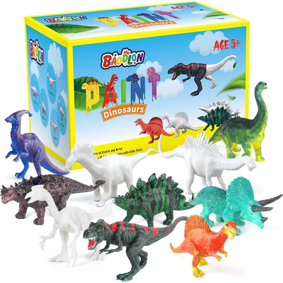Set de Manualidades BAODLON para Niños - Pintura Dinosaurios 10 Figuras