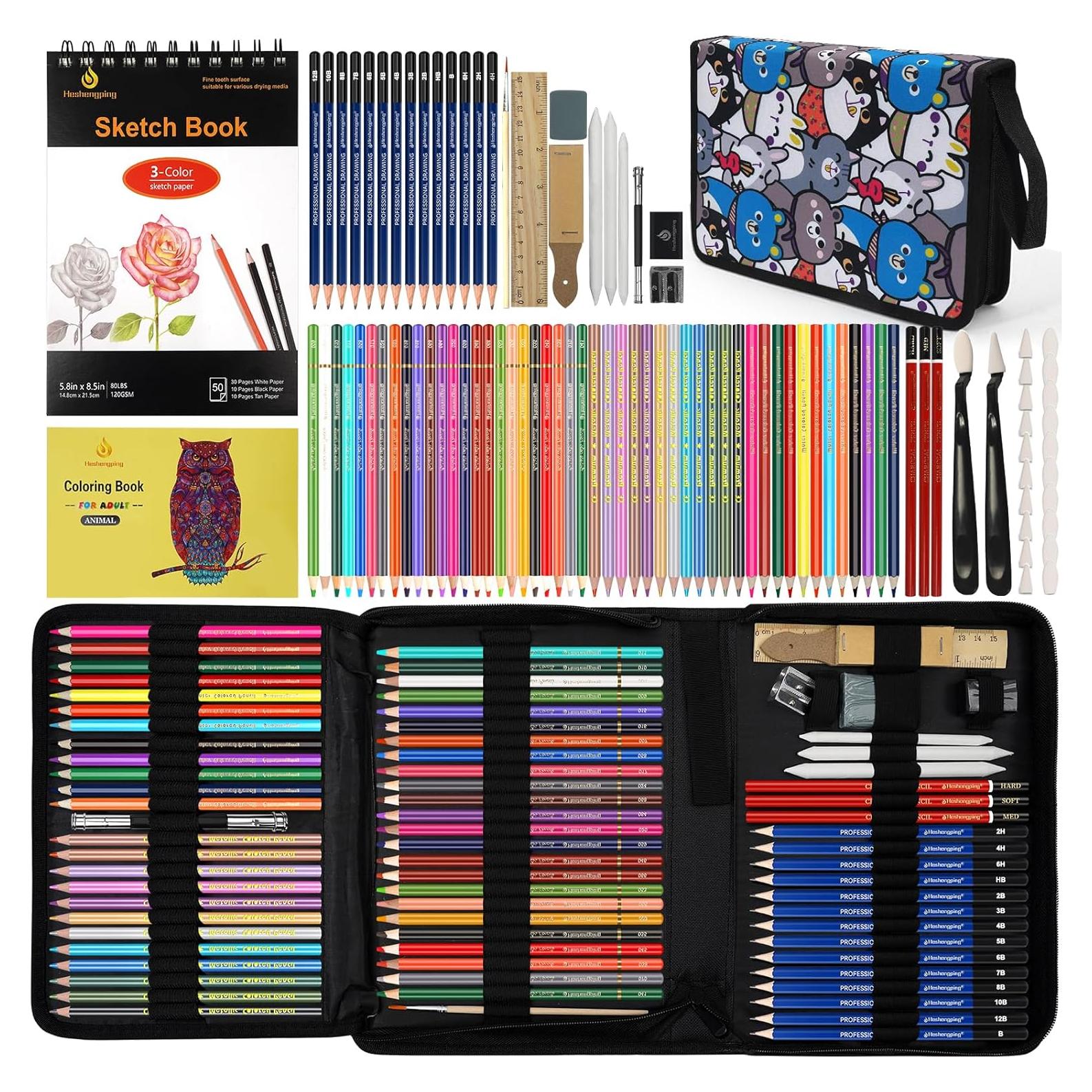 Kit de Dibujo Profesional Daerthotk 100 Piezas con Cuaderno