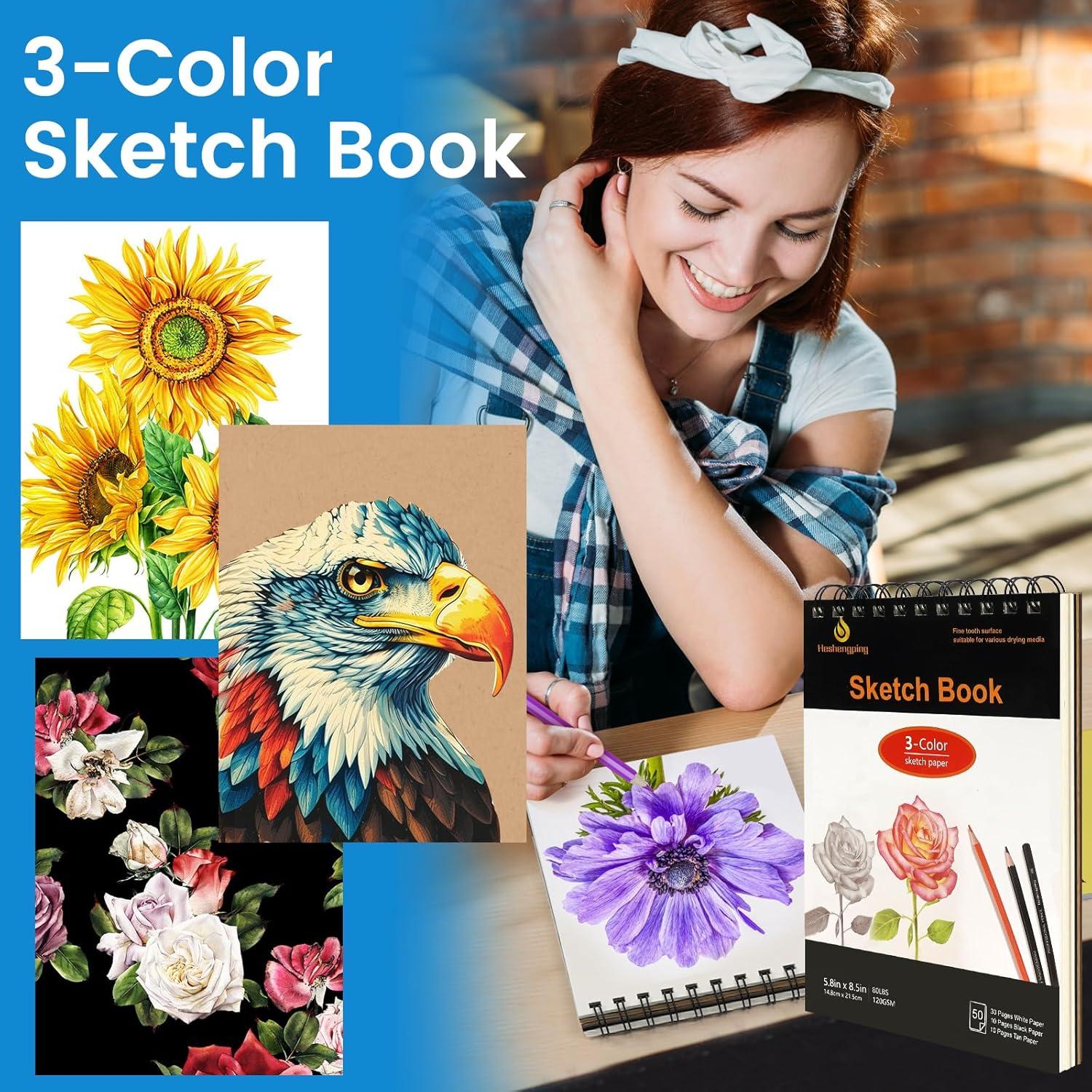 Kit de Dibujo Profesional Daerthotk 100 Piezas con Cuaderno