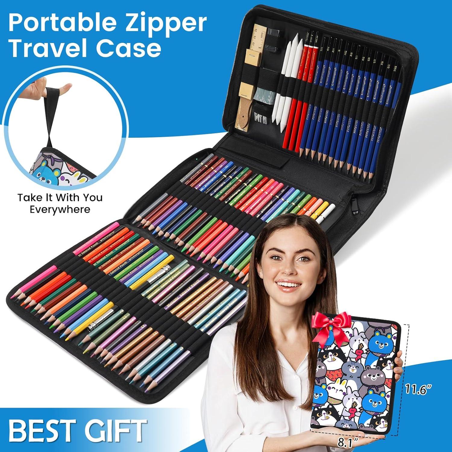 Kit de Dibujo Profesional Daerthotk 100 Piezas con Cuaderno