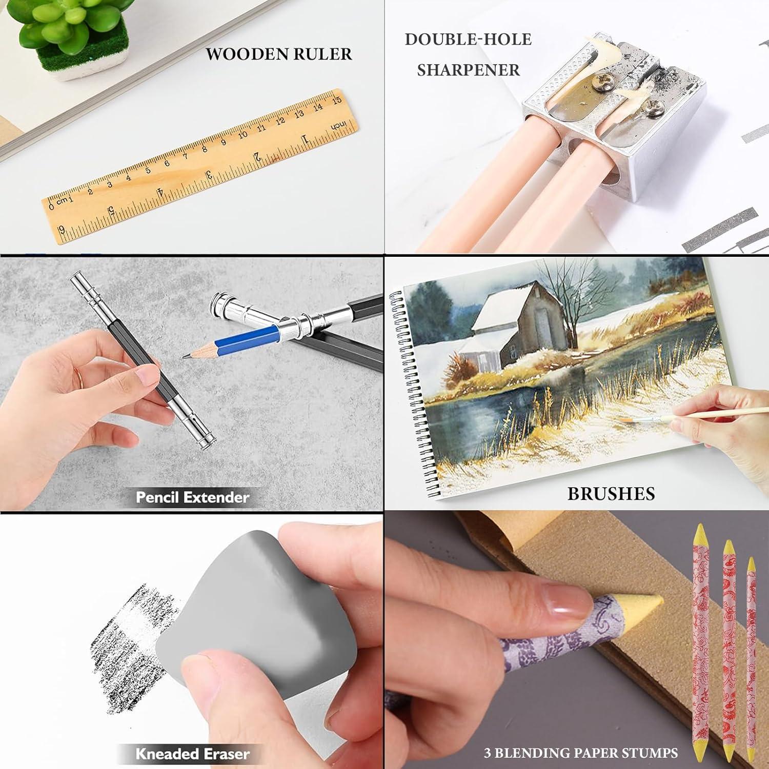 Kit de Dibujo Profesional Daerthotk 100 Piezas con Cuaderno