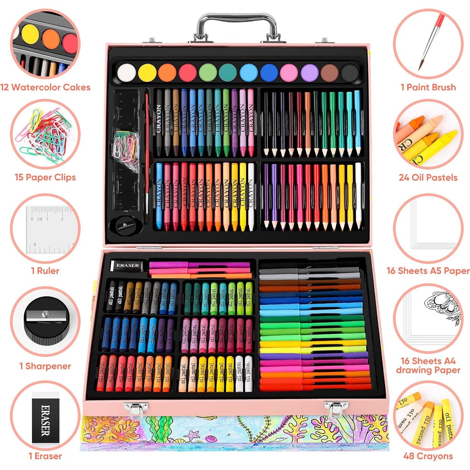 Set de Dibujo y Pintura Soucolor 183 Piezas para Niños y Adultos
