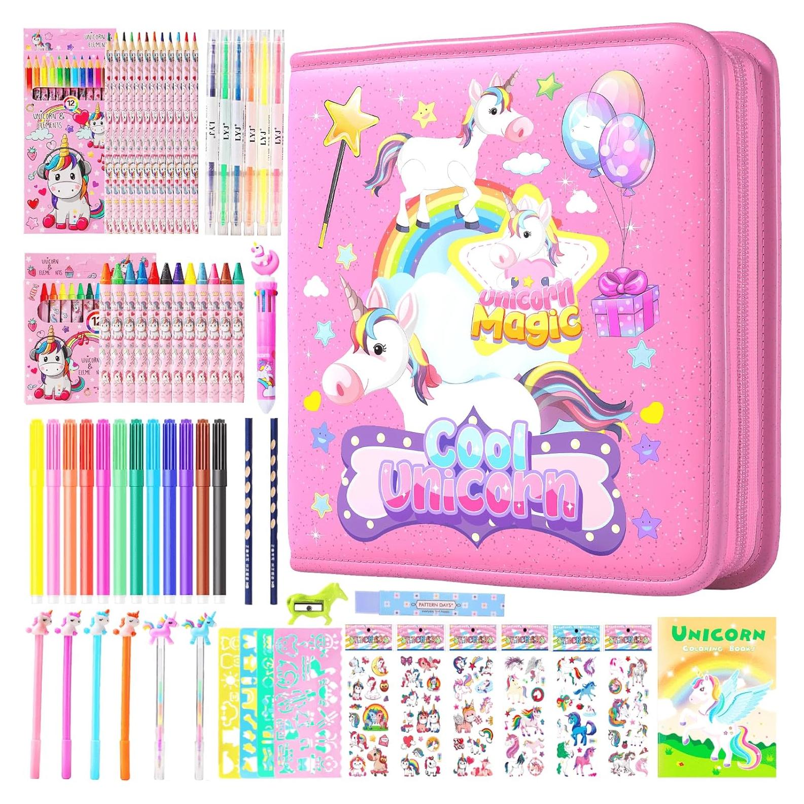 DOKKIA Set de 65 Marcadores y Lápices para Colorear Unicornio