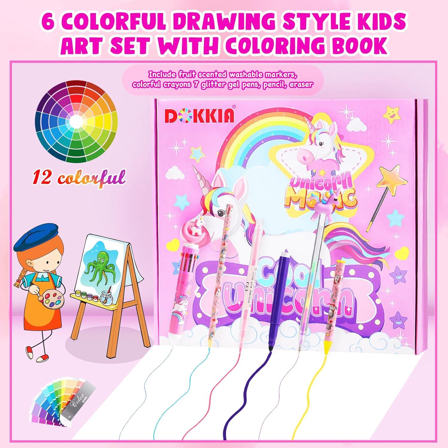 DOKKIA Set de 65 Marcadores y Lápices para Colorear Unicornio