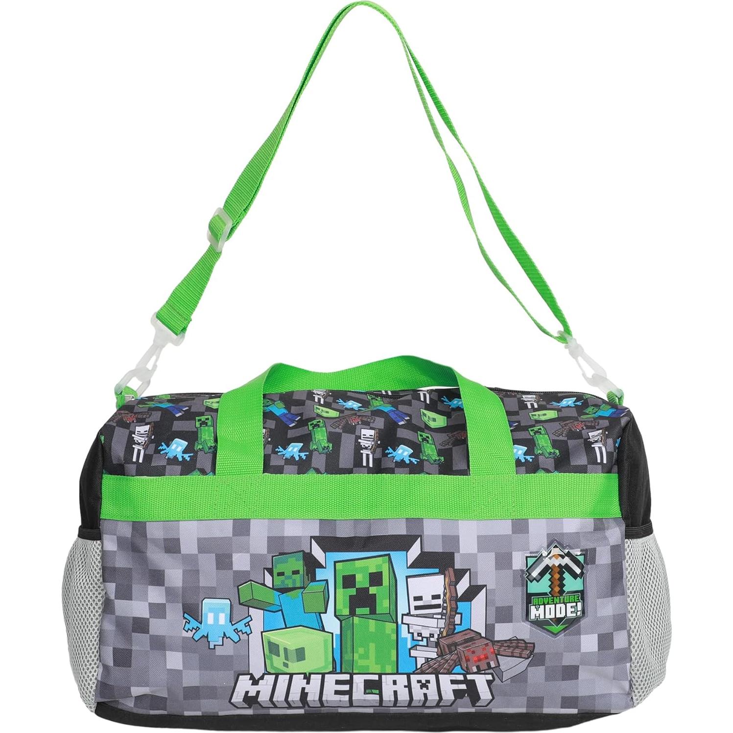 Conjunto de Viaje Minecraft Creeper 4 Piezas - Bolsa, Mochila, Manta, Neceser