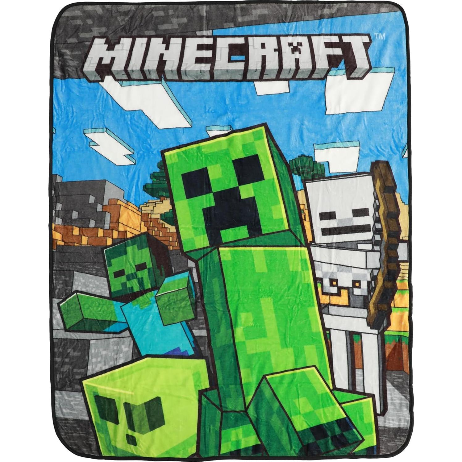 Conjunto de Viaje Minecraft Creeper 4 Piezas - Bolsa, Mochila, Manta, Neceser