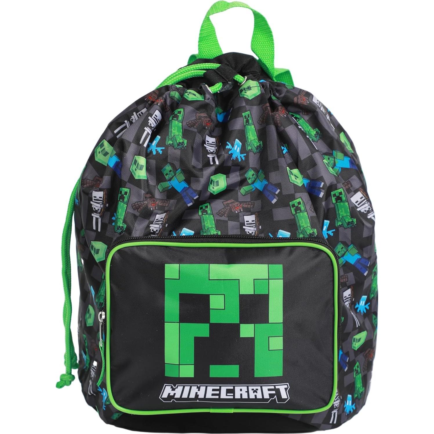 Conjunto de Viaje Minecraft Creeper 4 Piezas - Bolsa, Mochila, Manta, Neceser