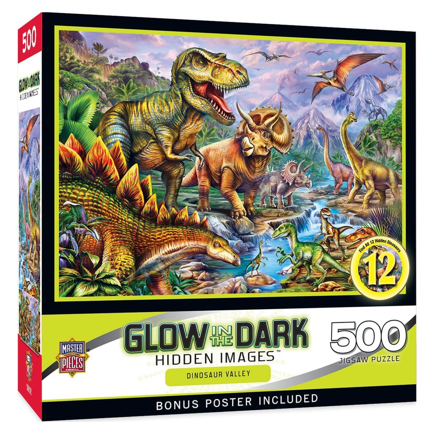 Rompecabezas MasterPieces 500 Piezas Valle de Dinosaurios Brilla en la Oscuridad
