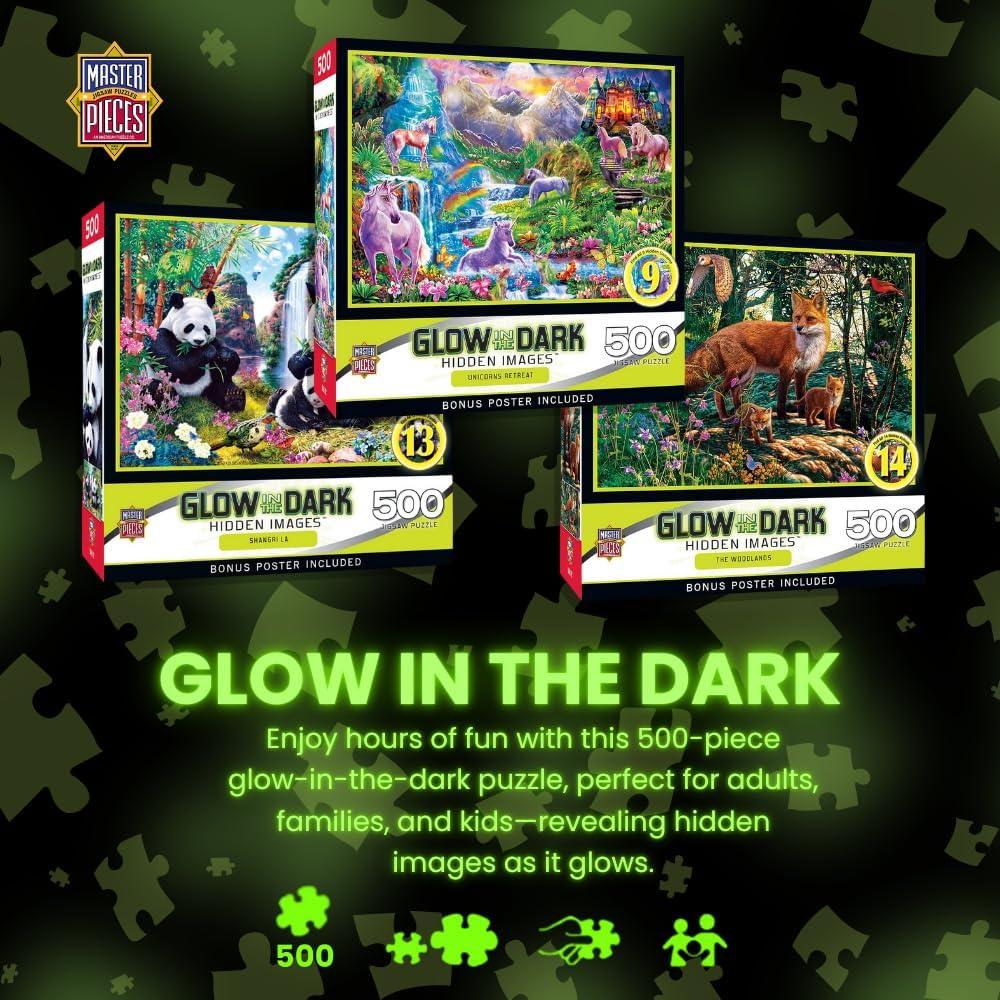 Rompecabezas MasterPieces 500 Piezas Valle de Dinosaurios Brilla en la Oscuridad