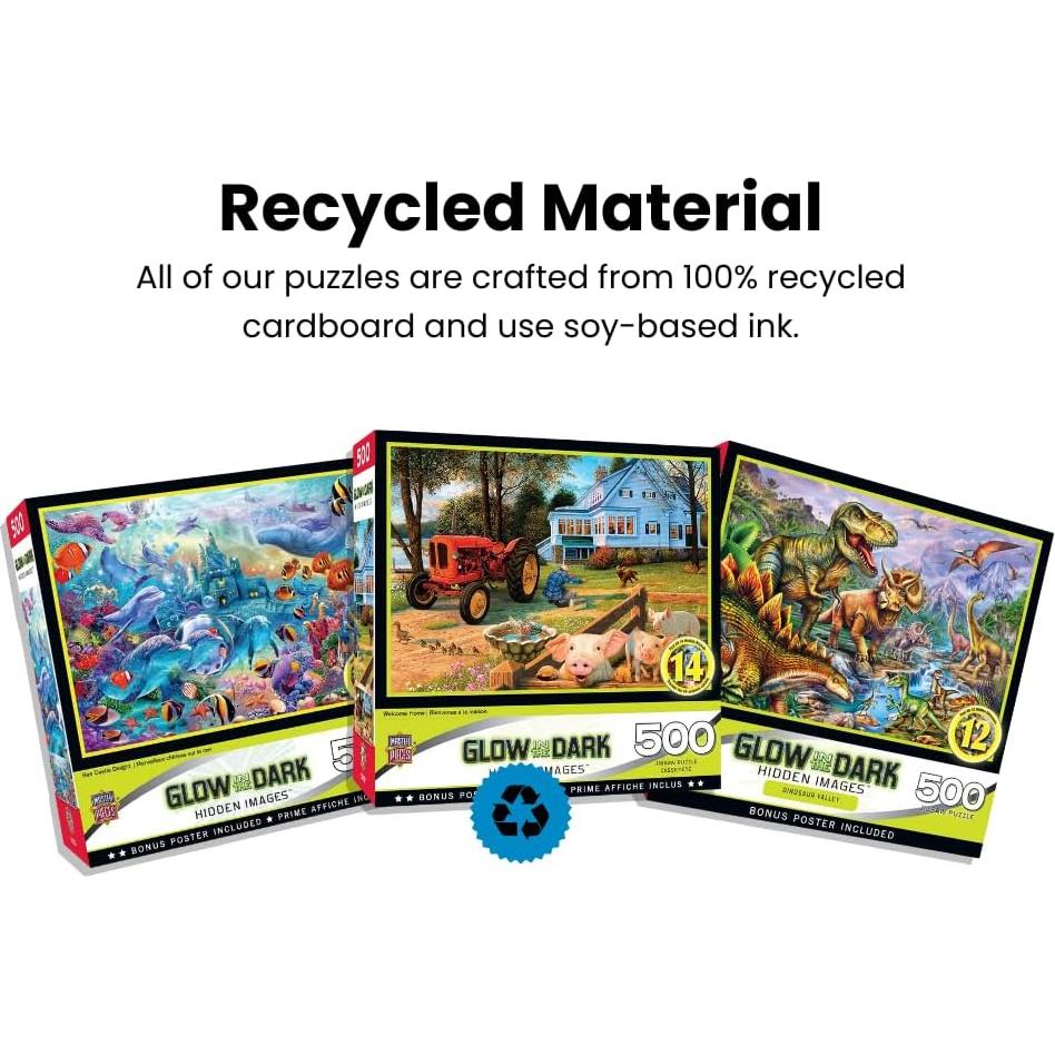 Rompecabezas MasterPieces 500 Piezas Valle de Dinosaurios Brilla en la Oscuridad