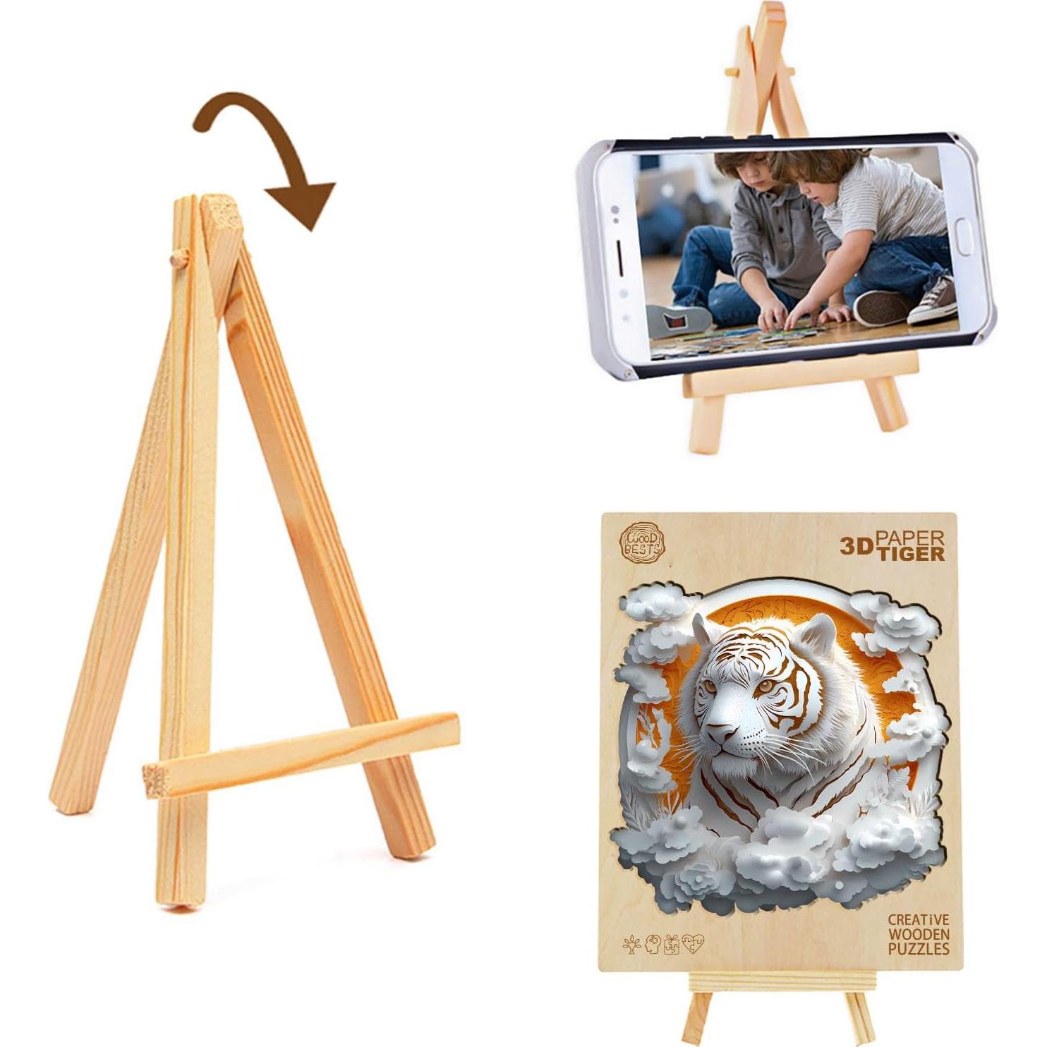 Rompecabezas 3D de Madera Welsky Tigre de Papel 21.6cm - 200 Piezas