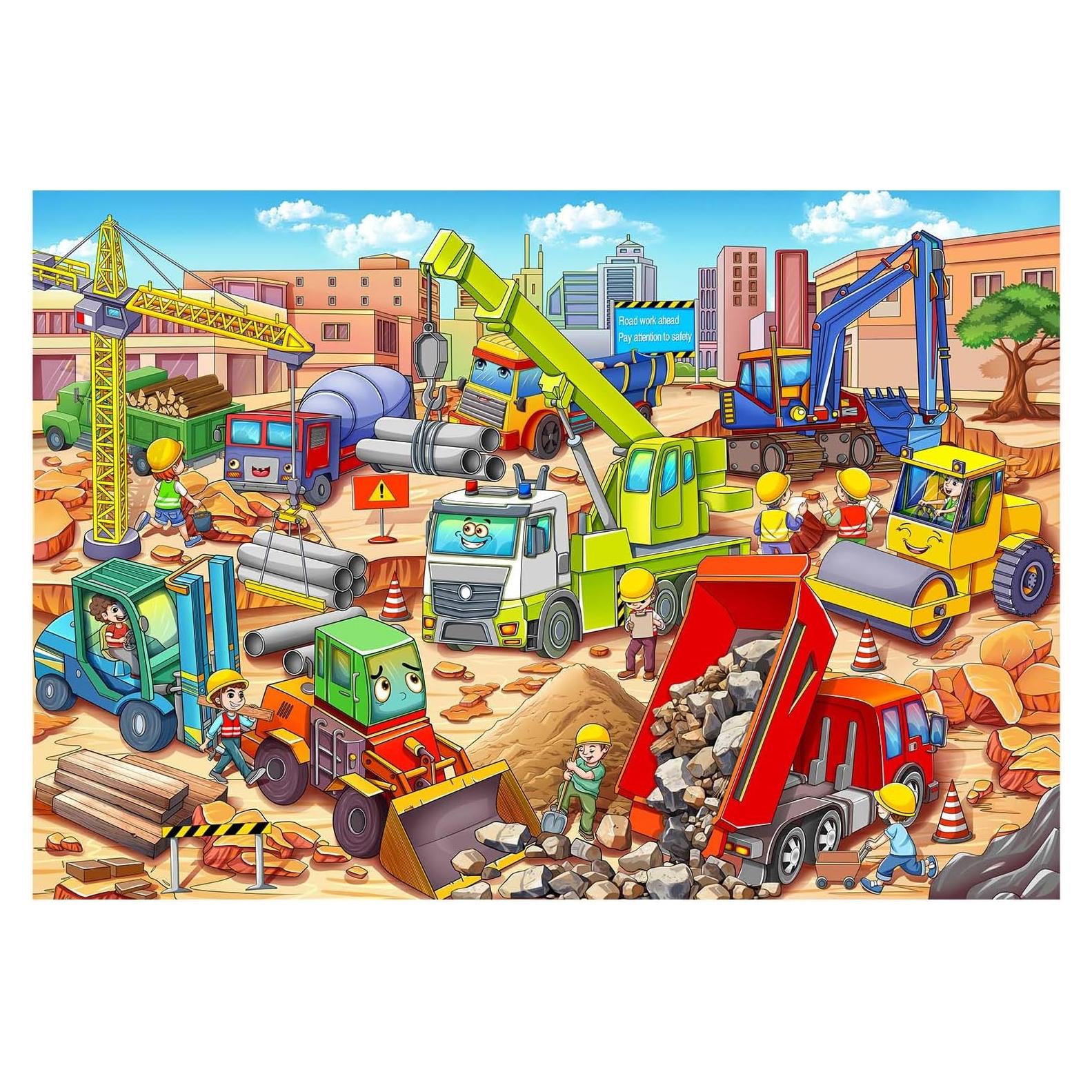 Rompecabezas 100 Piezas Vehículos Construcción Niños 4-10 Años