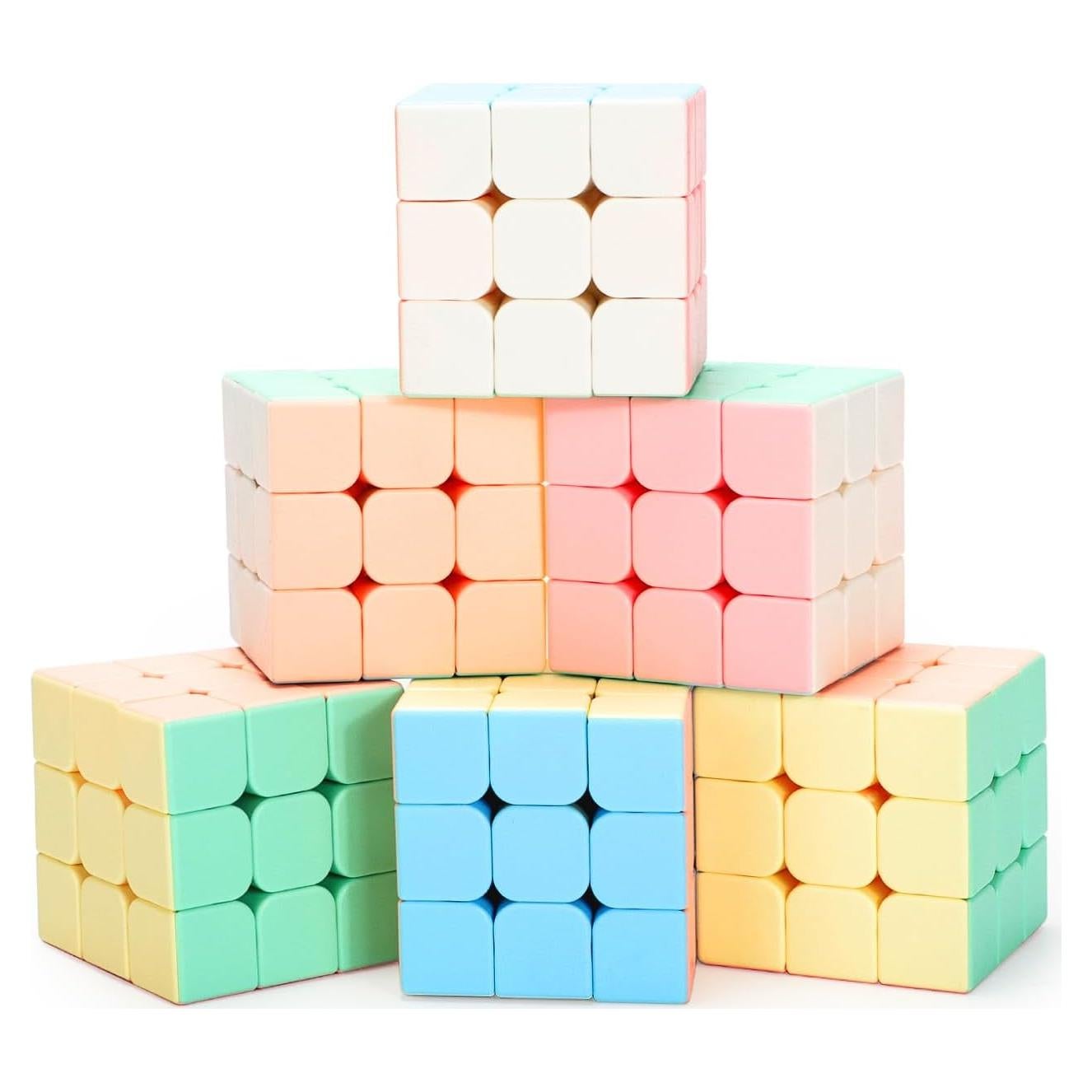 Paquete de 6 Cubos Veloces 3x3 Sin Etiquetas - Juguetes de Rompecabezas