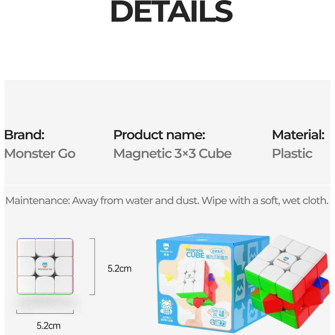 Cubo Magnético Monster Go 3x3 Mini 52mm para Niños