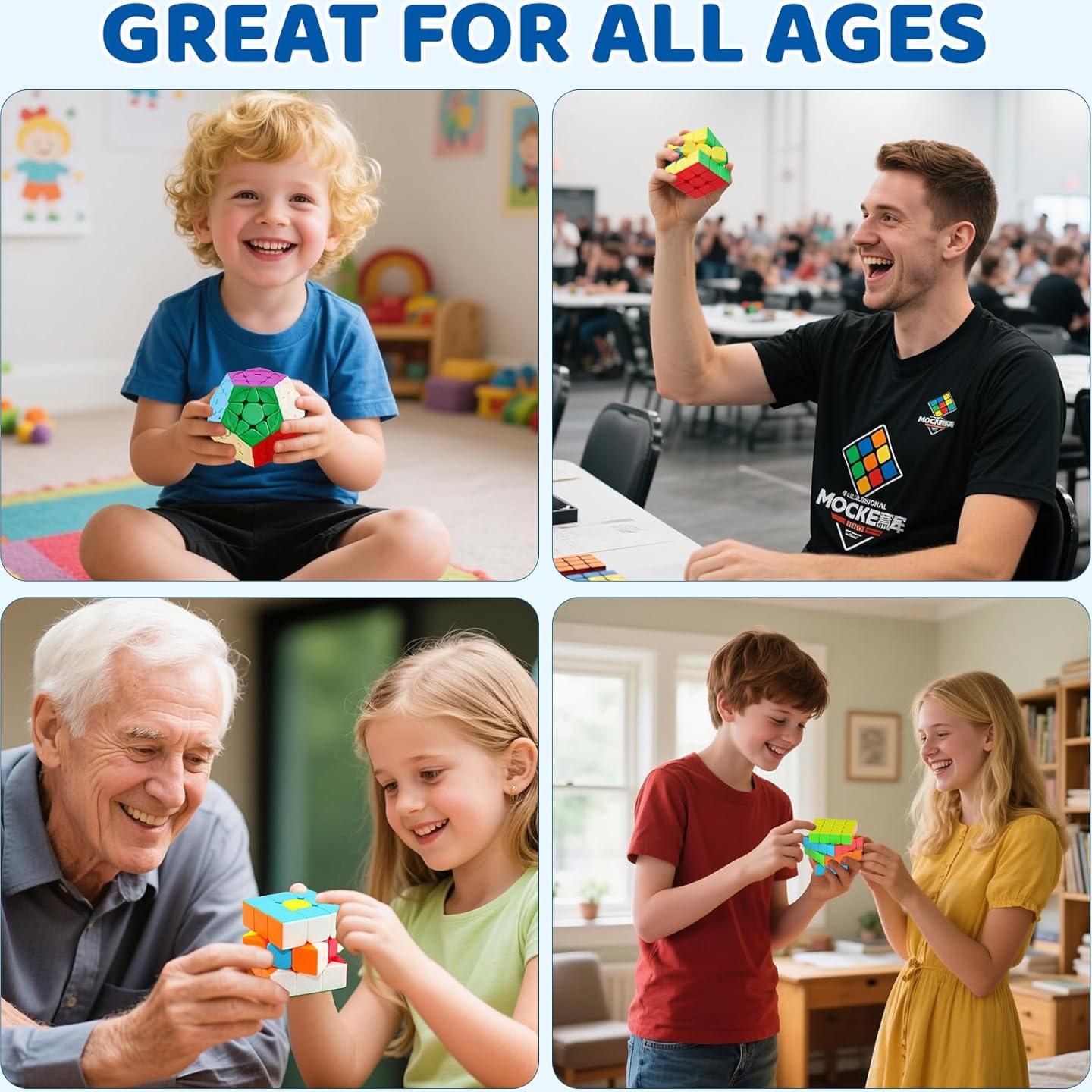 Juego de Cubos Rápidos 5 Piezas Qiyi 2x2 3x3 4x4 Megaminx