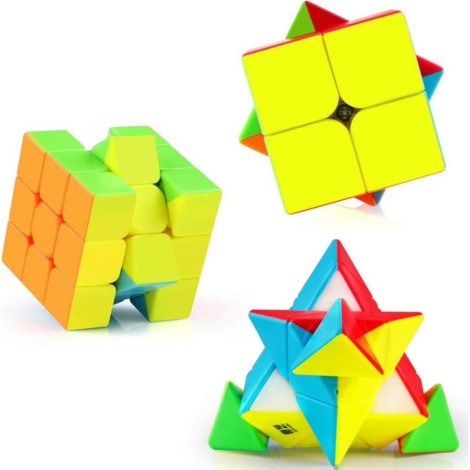 Conjunto de Cubos Rápidos D-FantiX QY Toys 2x2 3x3 Pirámide