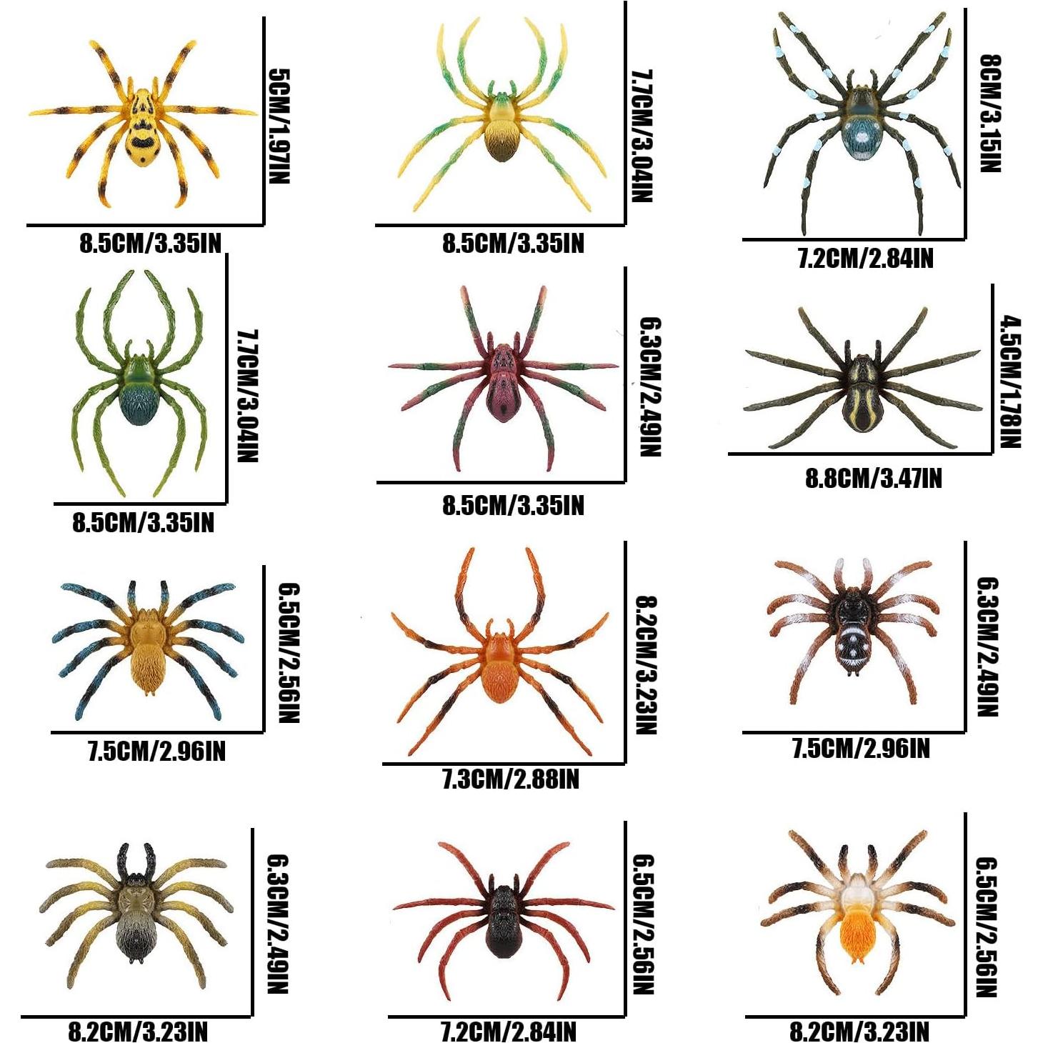 Conjunto de 12 Arañas Realistas JOKFEICE para Halloween