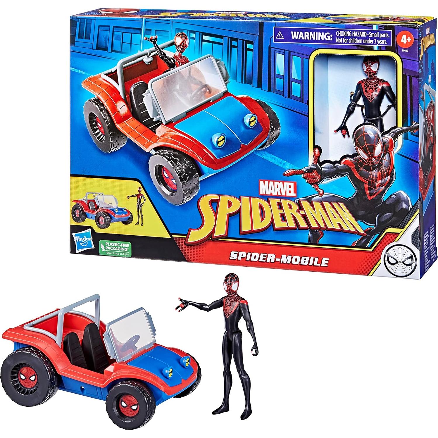 Vehículo Spider-Mobile Hasbro con figura de acción Miles Morales 15 cm