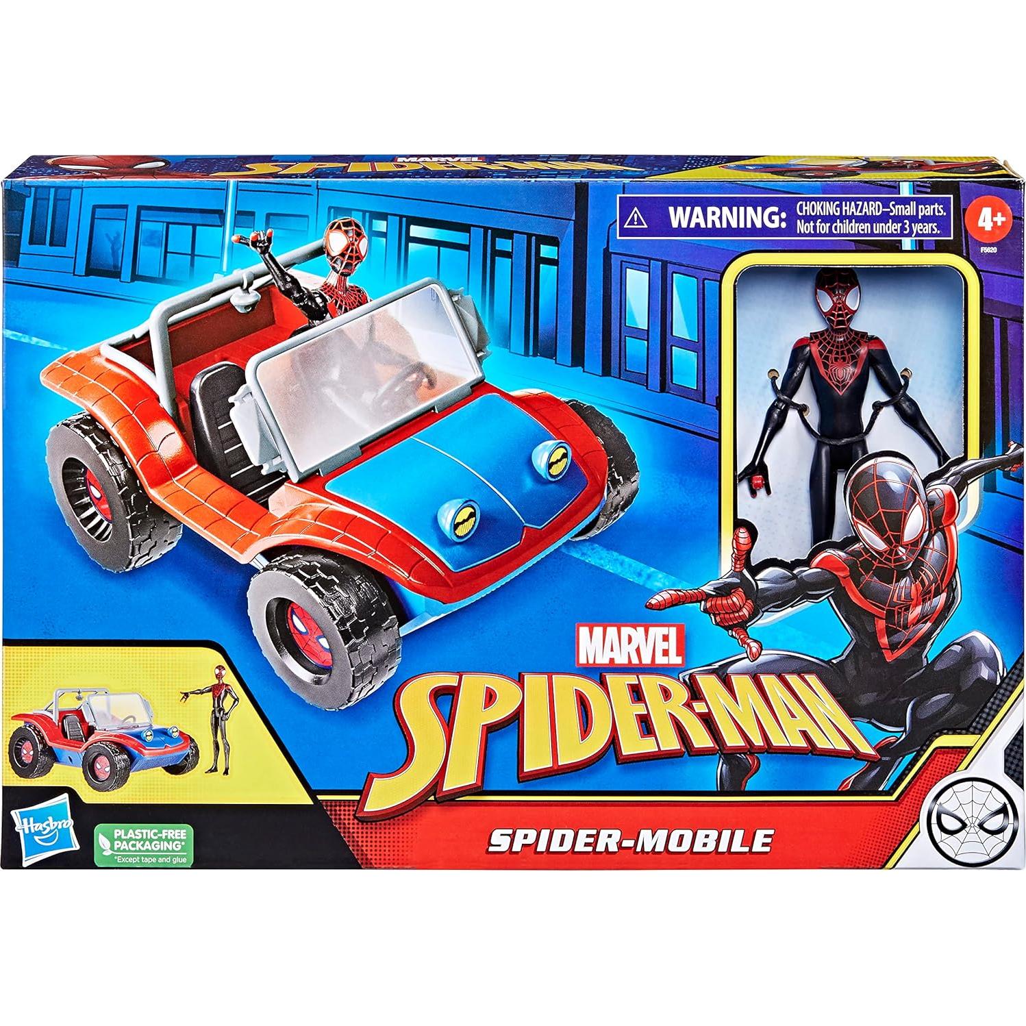 Vehículo Spider-Mobile Hasbro con figura de acción Miles Morales 15 cm