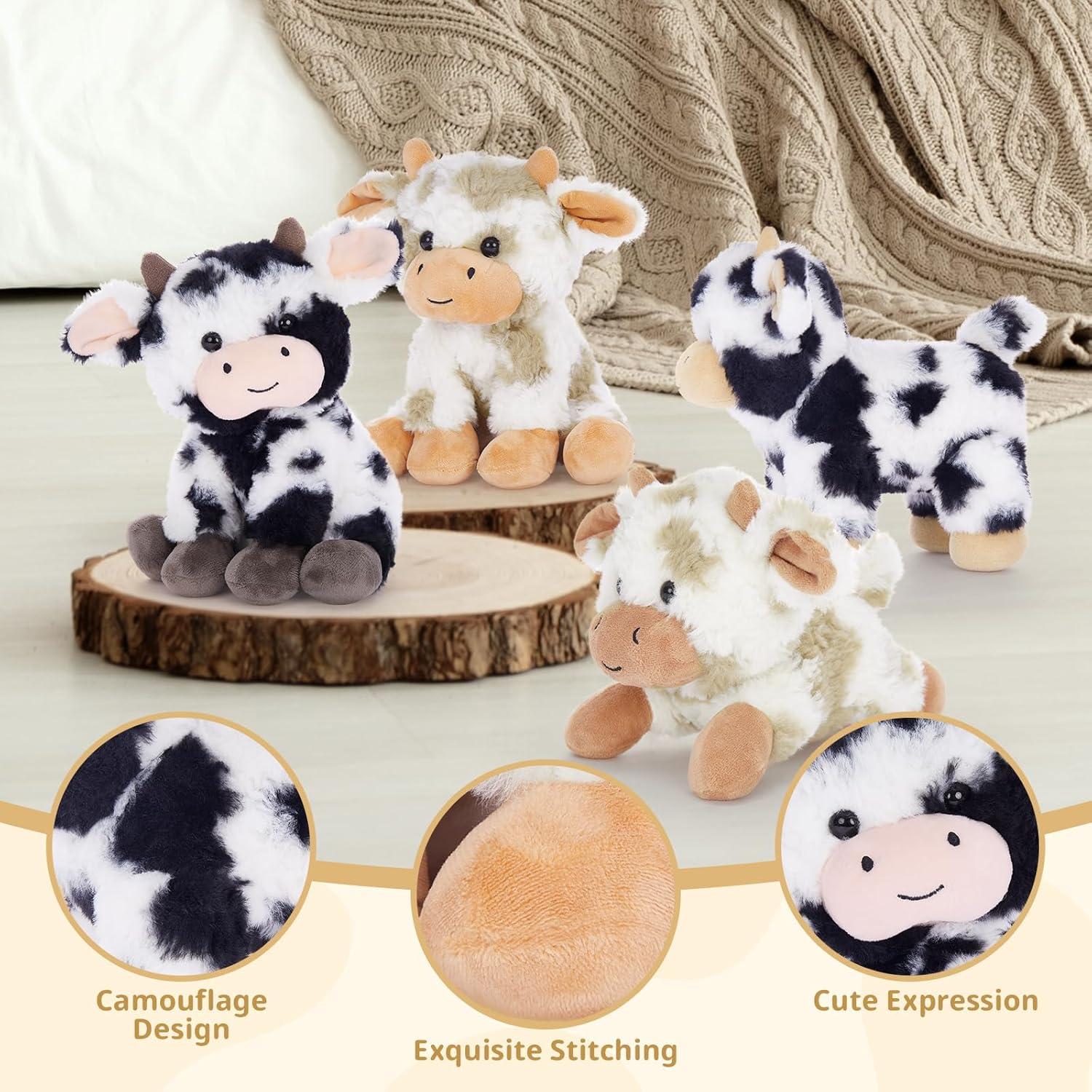 Muñecos de Peluche de Vaca Suave 4 Pcs 25,4 cm