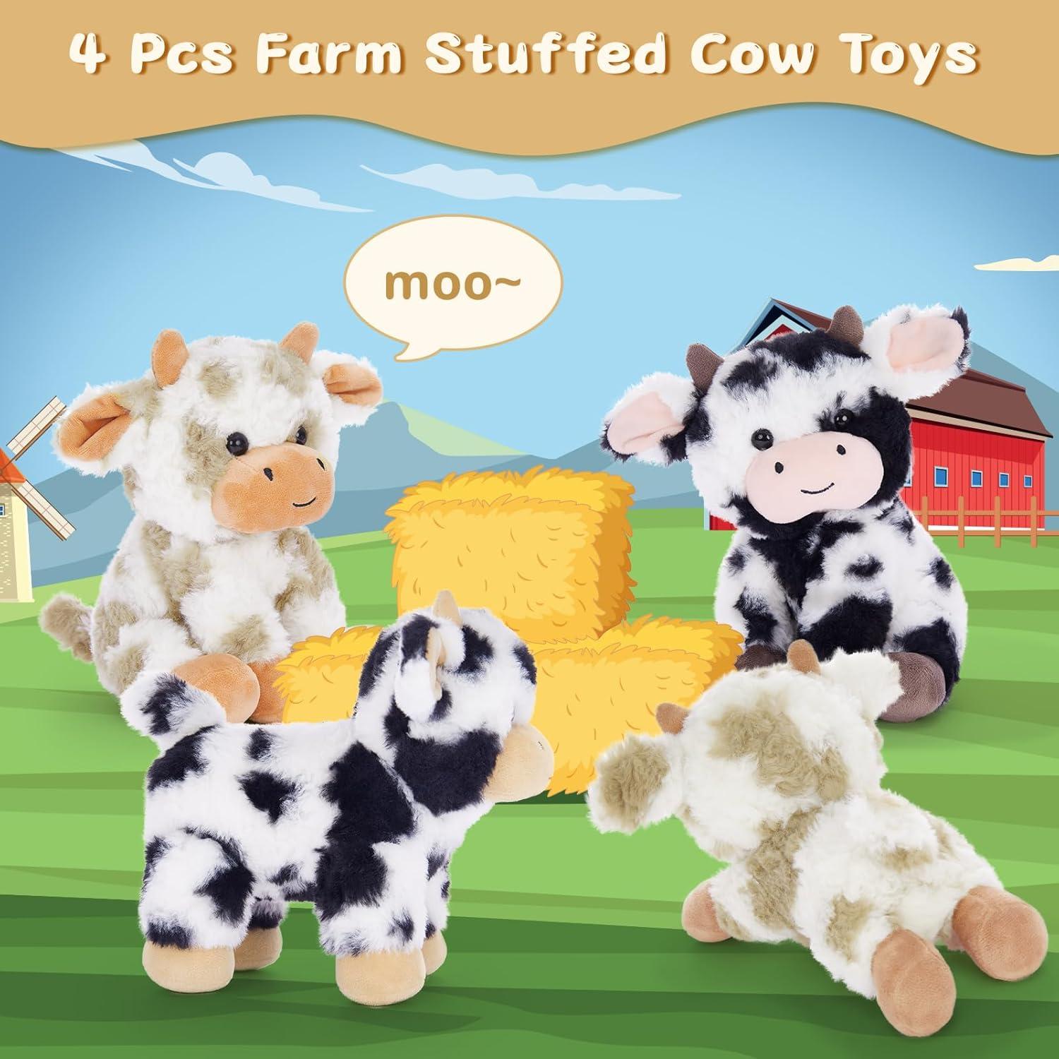 Muñecos de Peluche de Vaca Suave 4 Pcs 25,4 cm