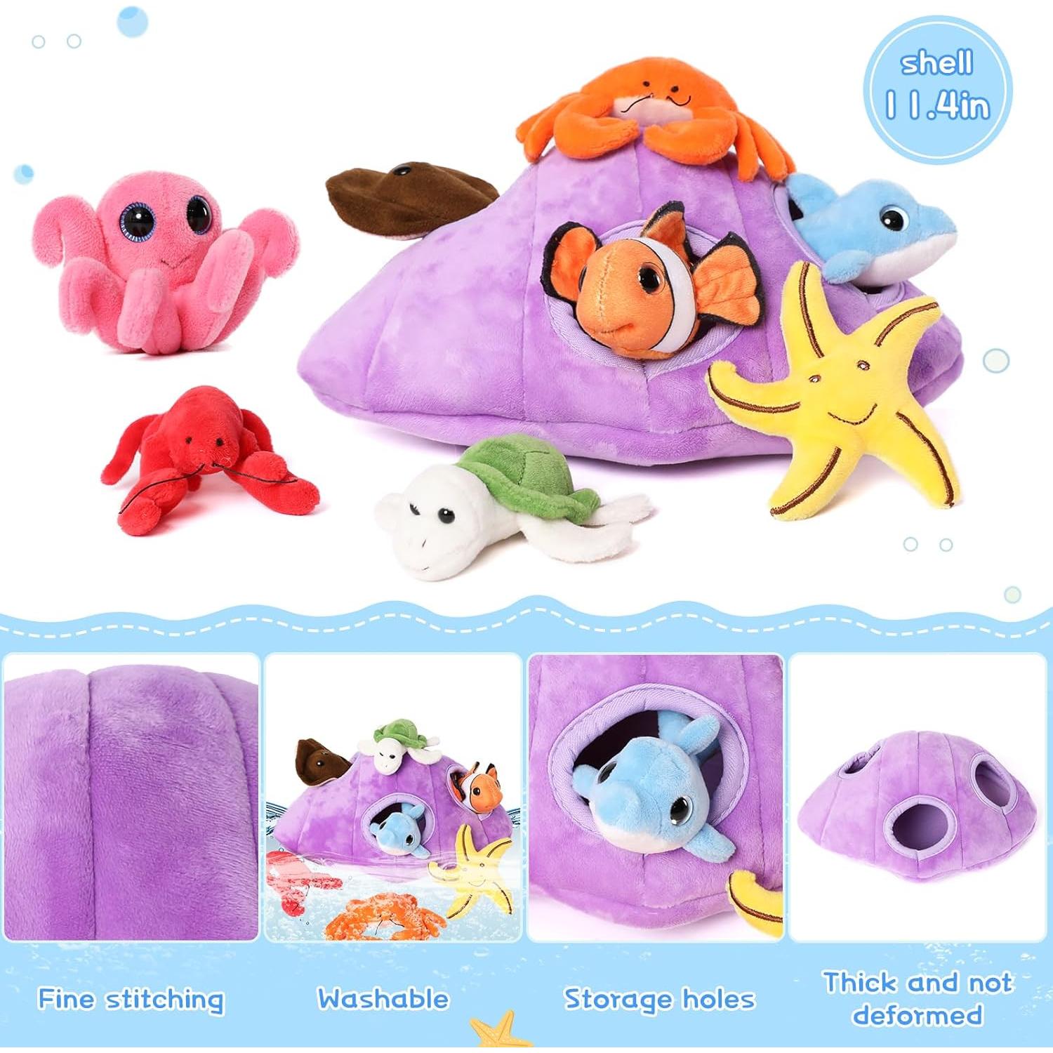 Conjunto de Animales Marinos de Peluche Muiteiur 8 Piezas