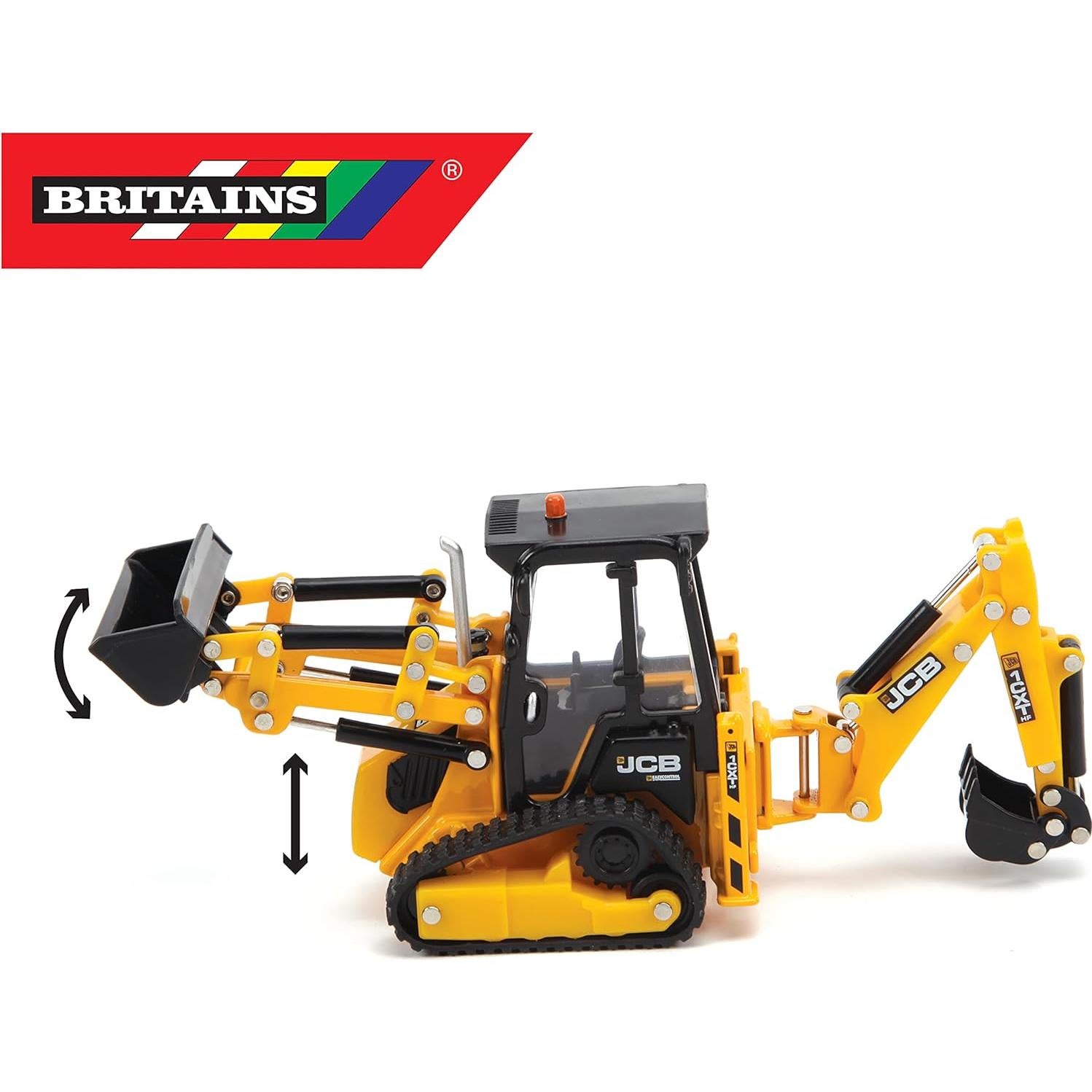 Tractor JCB 1CXT 1:32, cargadora retroexcavadora de juguete