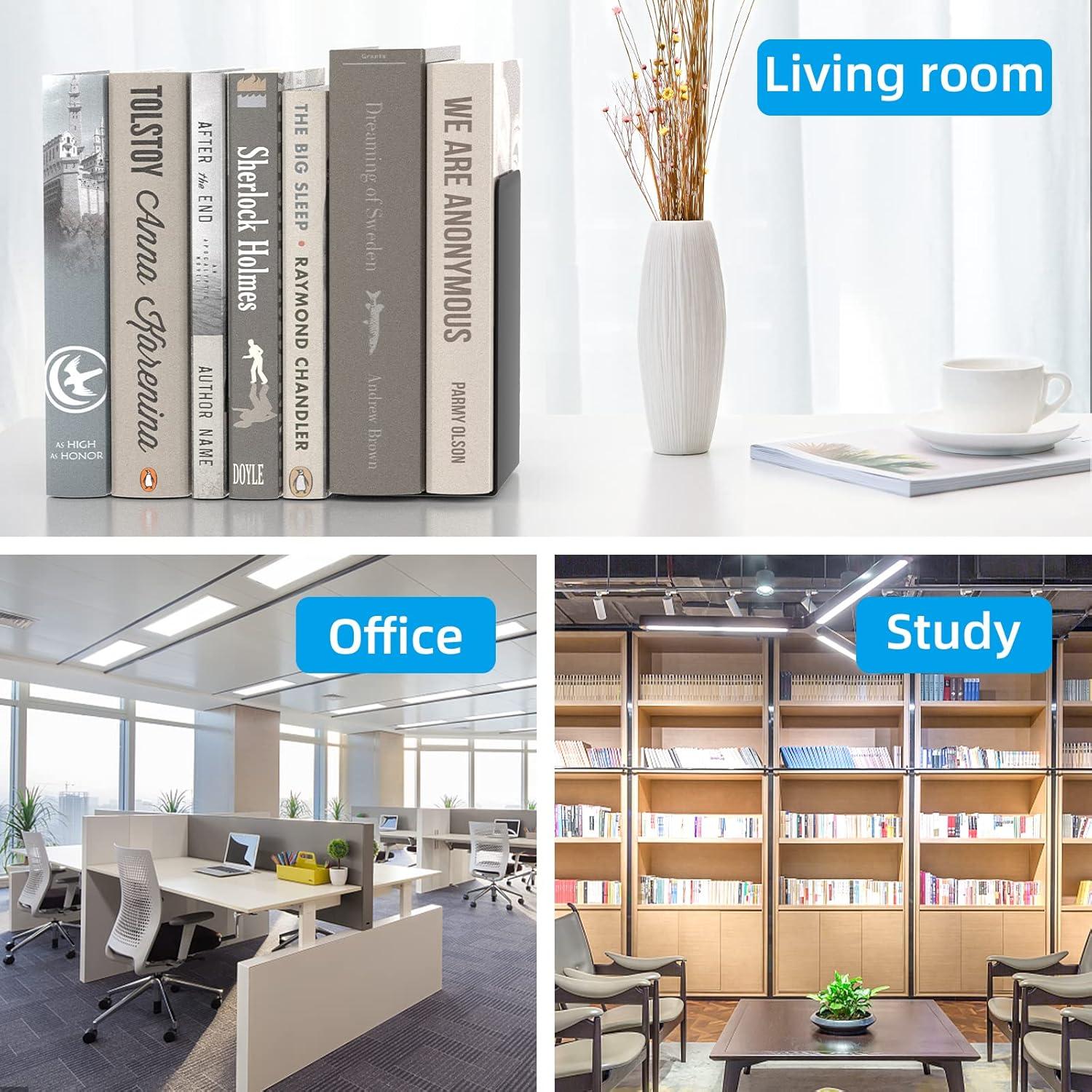 Soportes de libros VFINE de metal negro - 20.32 cm, 1 par