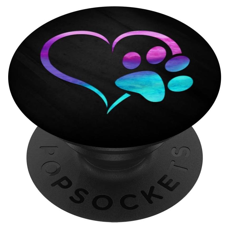 Agarre para teléfono PopSockets huella de perro corazón púrpura