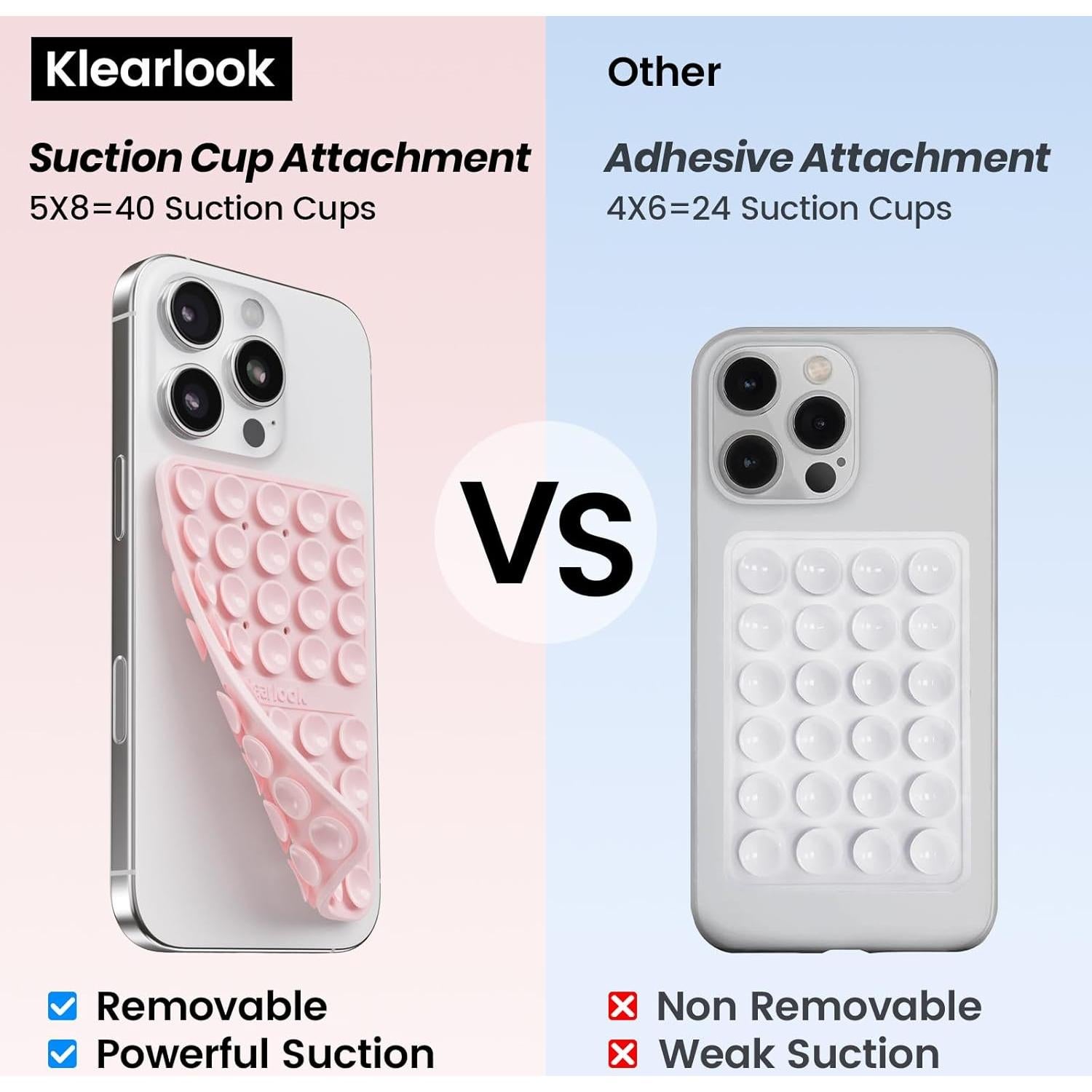 Klearlook Soporte de Teléfono con Ventosa Doble Cara Rosa Claro