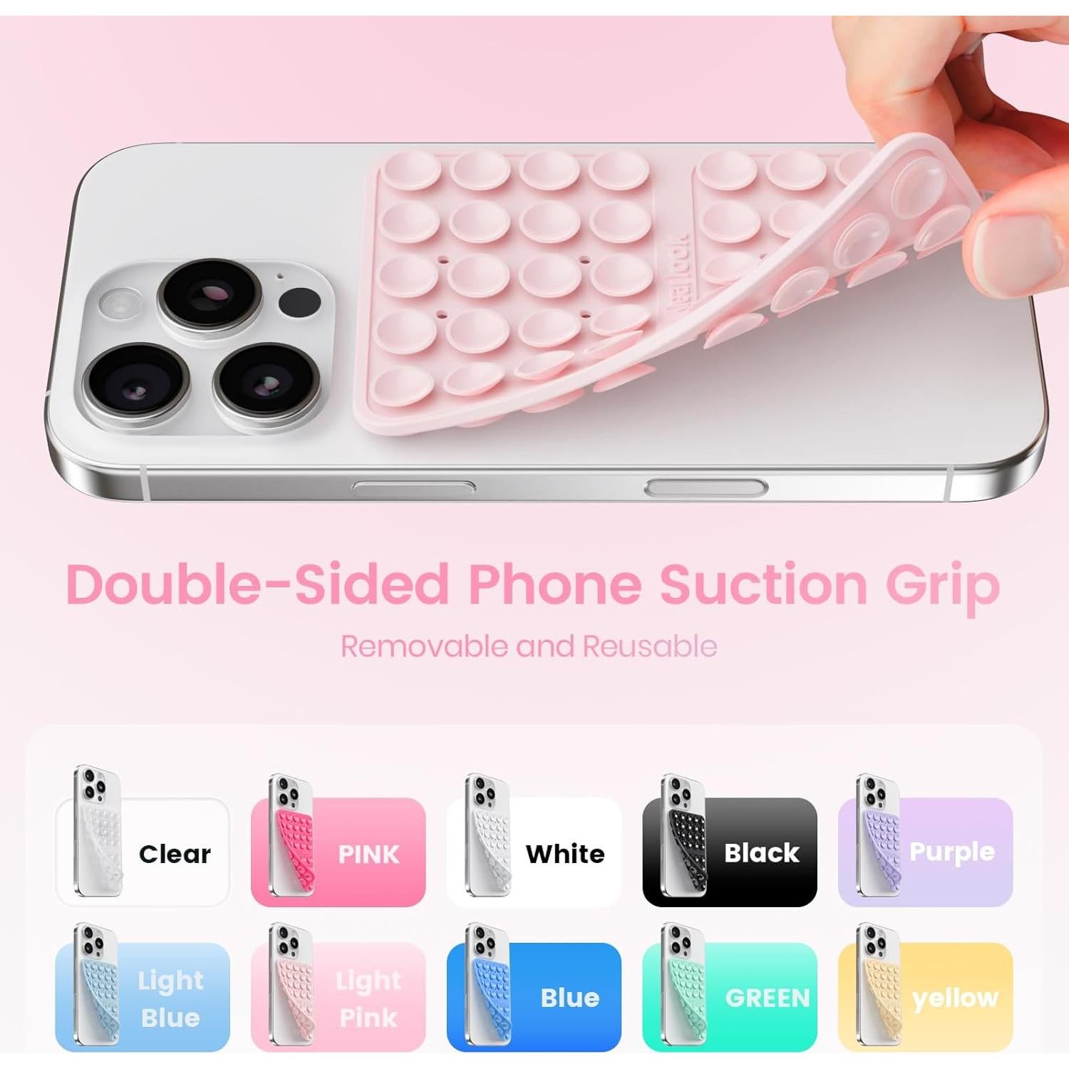 Klearlook Soporte de Teléfono con Ventosa Doble Cara Rosa Claro