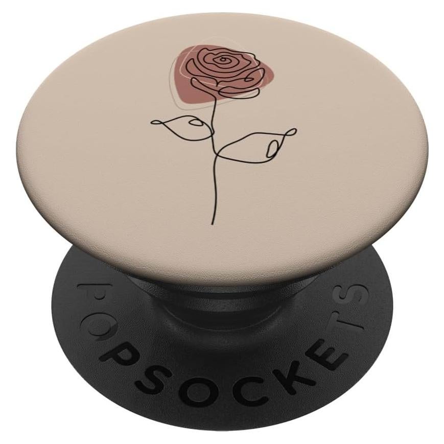 PopSockets Adhesivo PopGrip Floral Minimalista Rosa Marrón