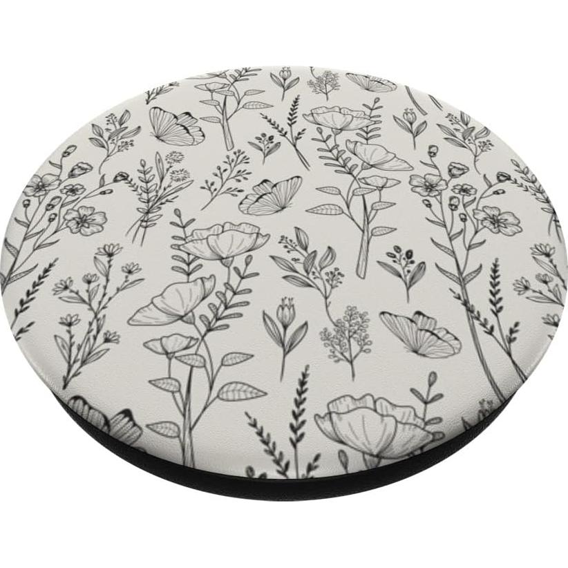 PopGrip Adhesivo PopSockets Patrón Flores Silvestres Negro Crema