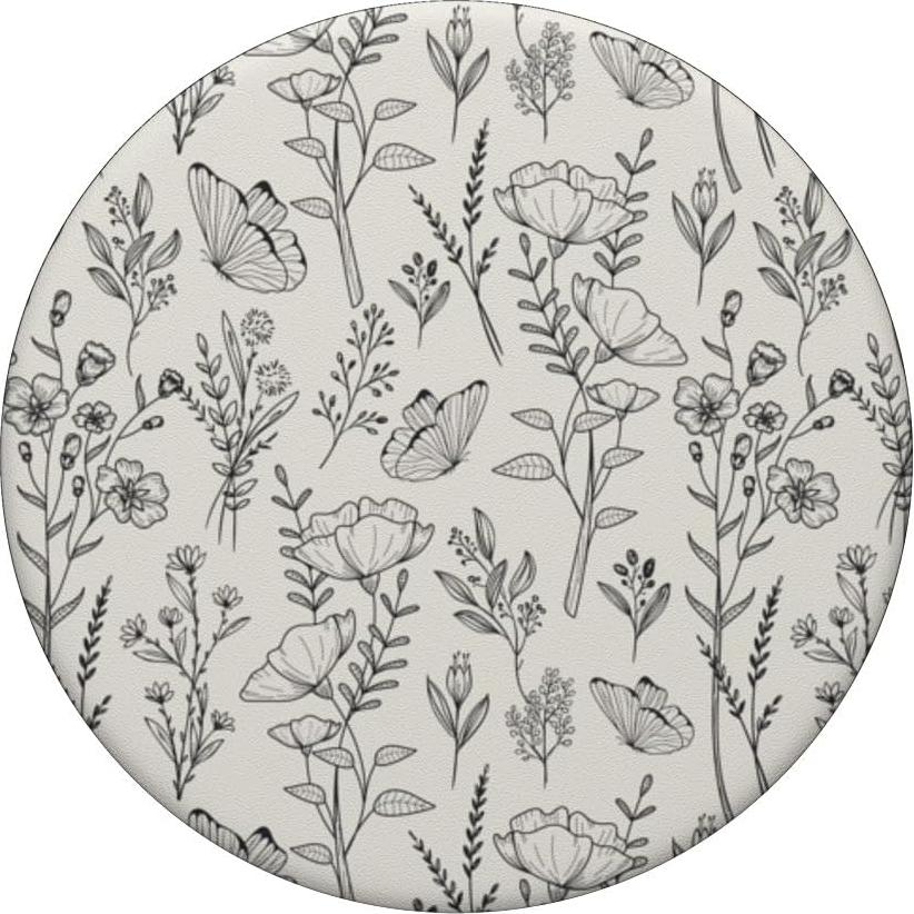 PopGrip Adhesivo PopSockets Patrón Flores Silvestres Negro Crema