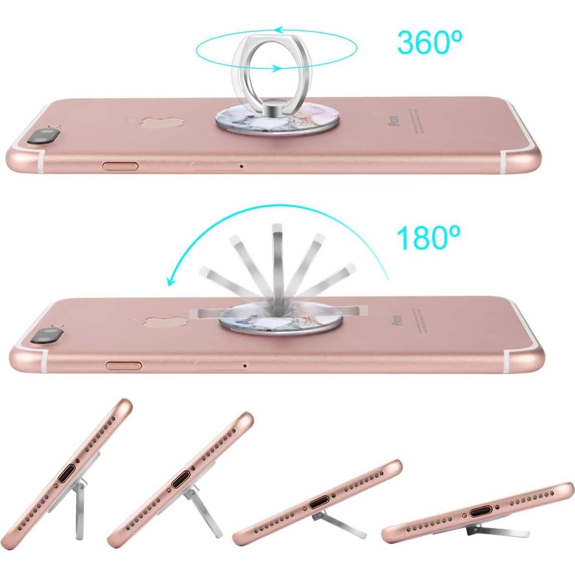 Soporte de anillo para teléfono Bonoma, 360° Rotación, Mármol