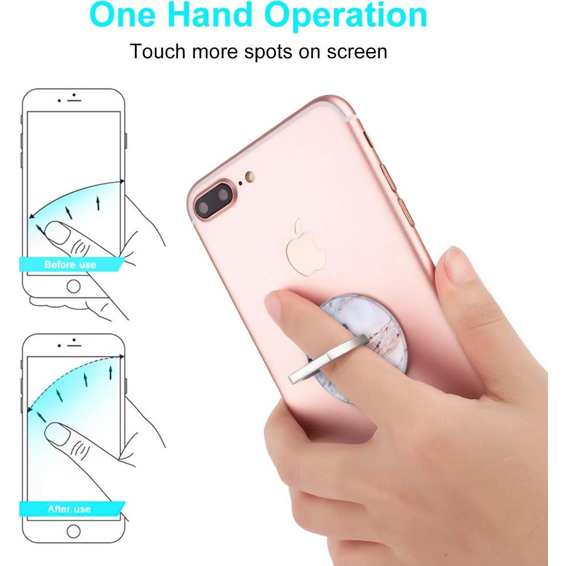 Soporte de anillo para teléfono Bonoma, 360° Rotación, Mármol