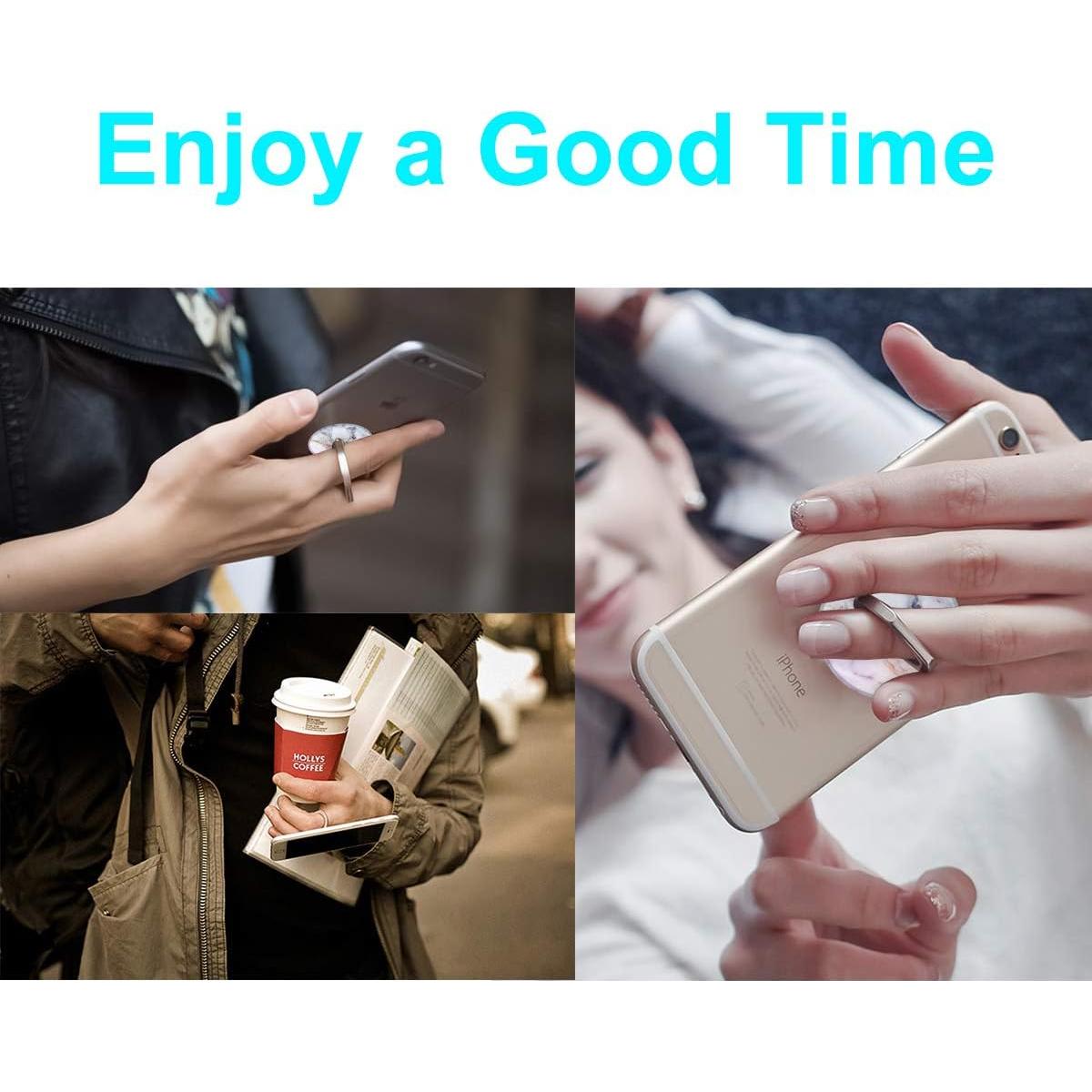 Soporte de anillo para teléfono Bonoma, 360° Rotación, Mármol