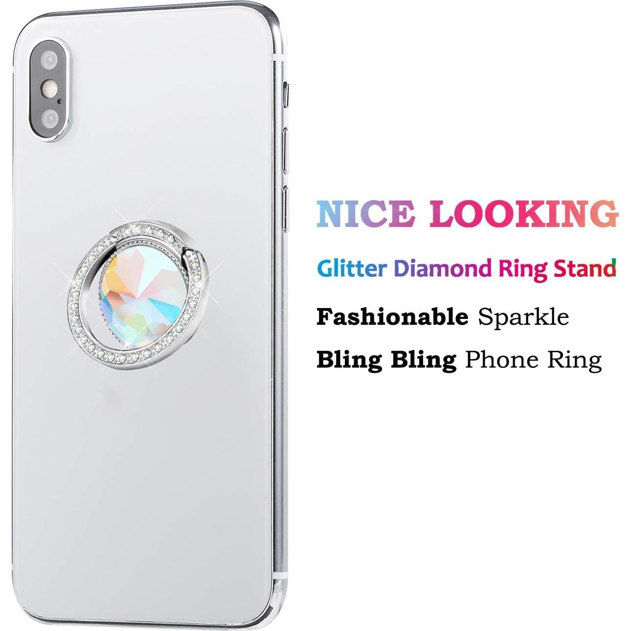 Soporte de anillo brillante para teléfono lenoup Plata